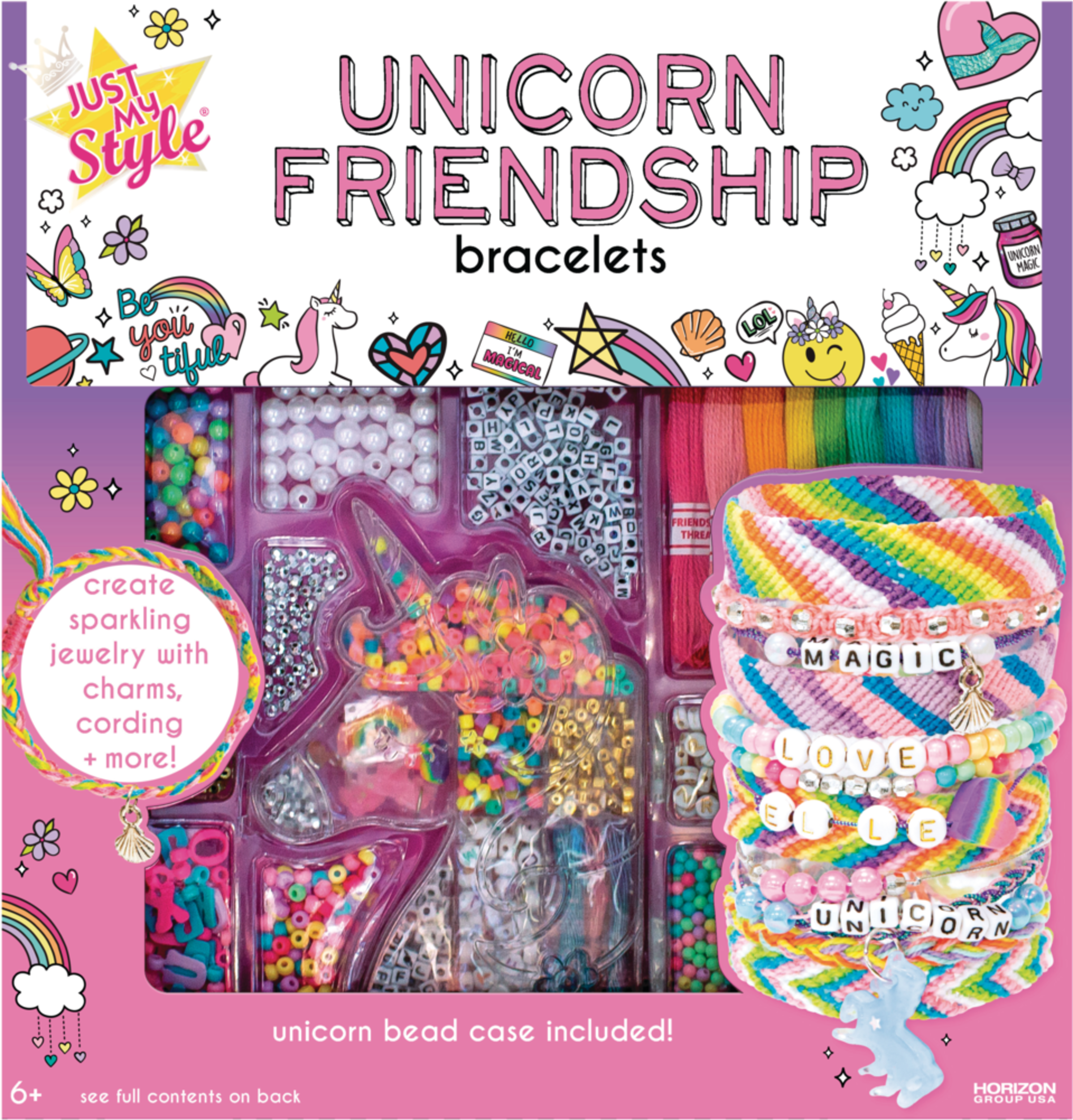 Just My Style Unicorn DIY Friendship Bracelet Making Kit For Kids, Ages 6+ Front_Flat