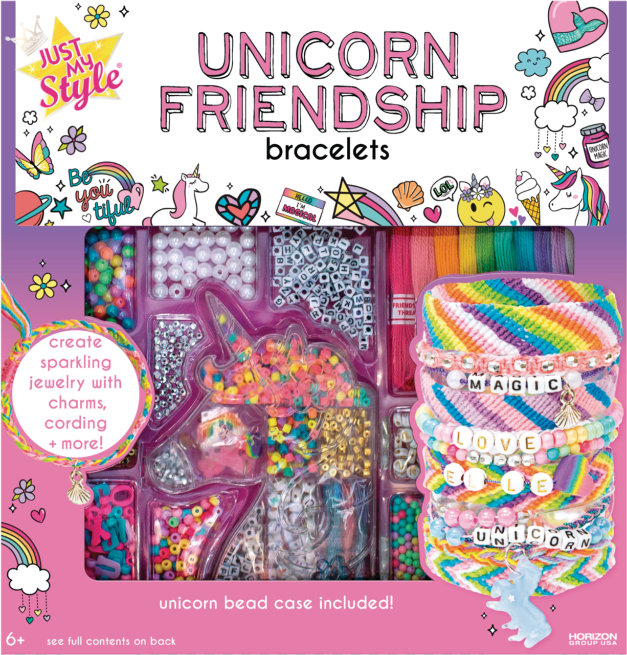 Just My Style Unicorn DIY Friendship Bracelet Making Kit For Kids, Ages 6+