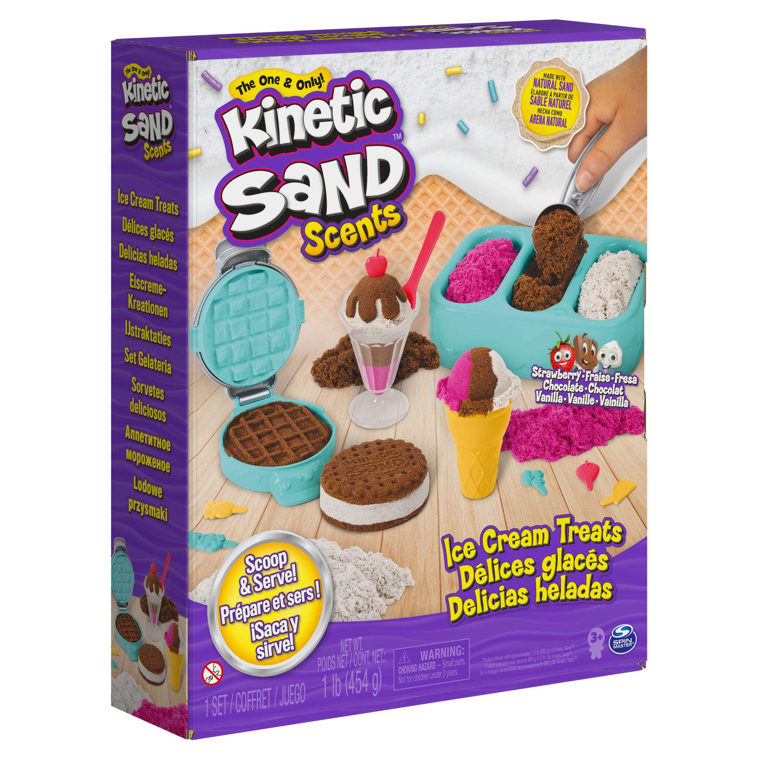 Sable Kinetic Sand à parfum de crème glacée avec outils, 3&nbsp;ans et plus Front_Three_Fourths_Angled_Right