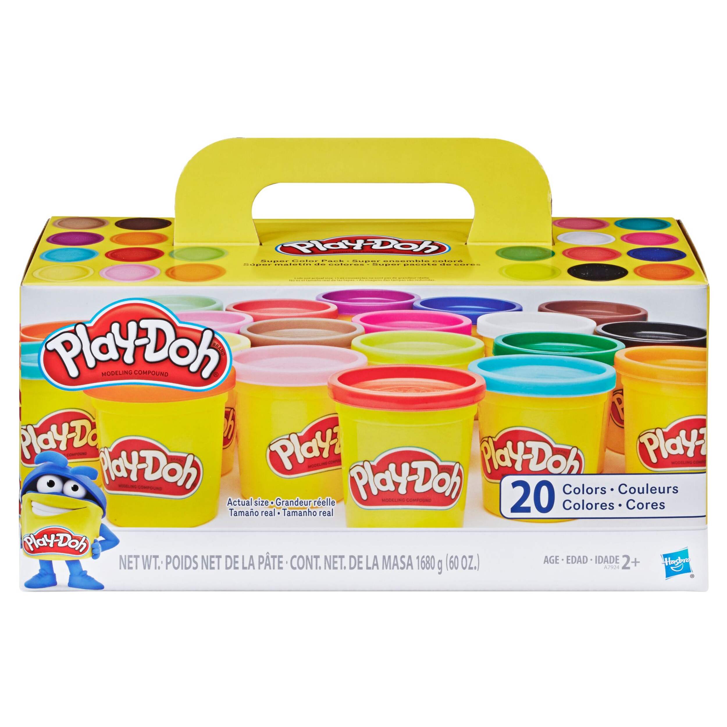 Play-Doh Super Colour Pack of Large Compound Cans, Mutli-Colour, 60 oz, 20-pc,  Ages 2+ Front_Elevated