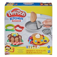 Play-Doh Kitchen Creations Flip 'n Pancakes Playset, Non-Toxic, Multi-Colour, 14-pc, Ages 3+ Front_Elevated