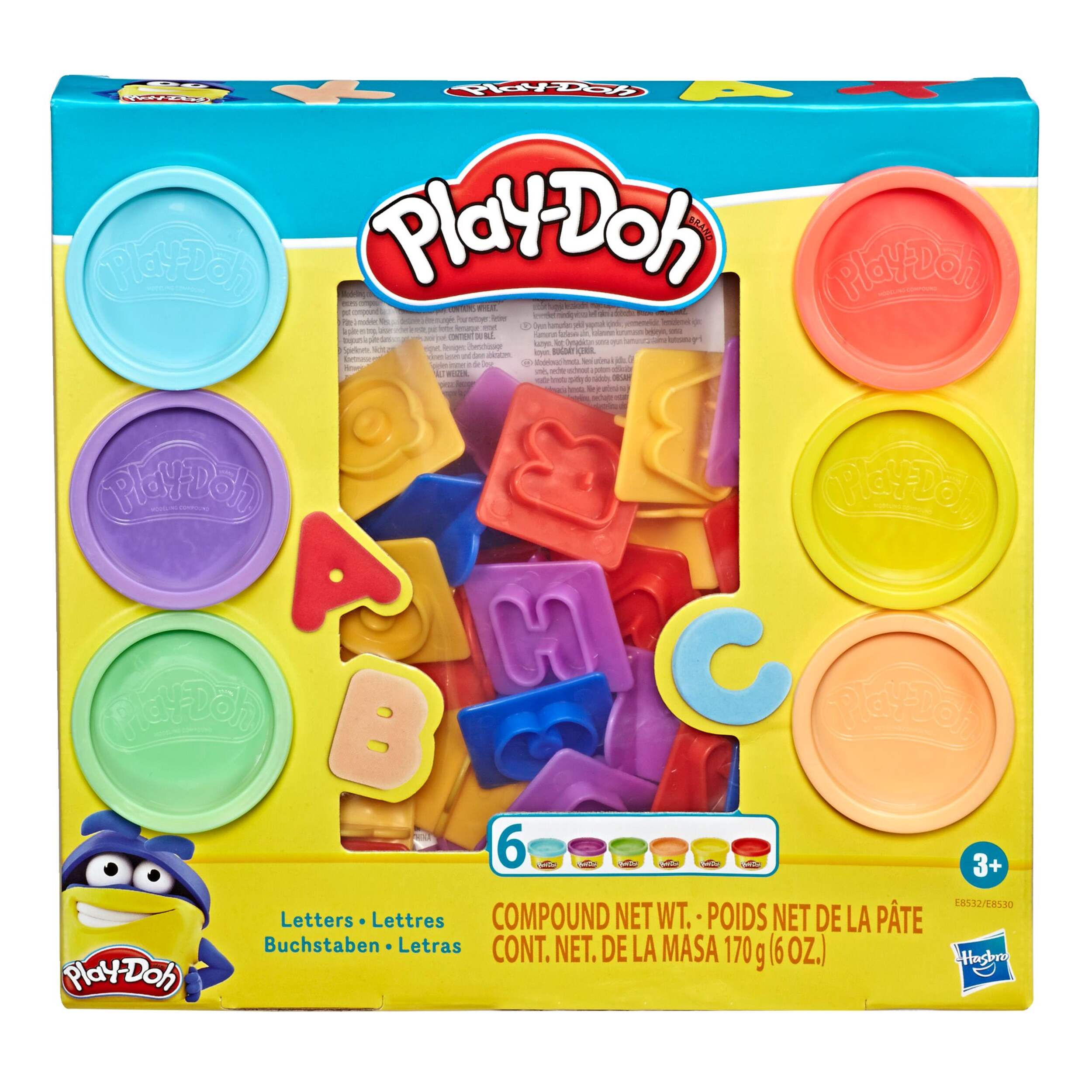 Play-Doh Fundamental Letter Stamper Tool Set, Non-Toxic, Multi-Colour, 6 oz, 6-pc, Ages 3+ Front_Elevated