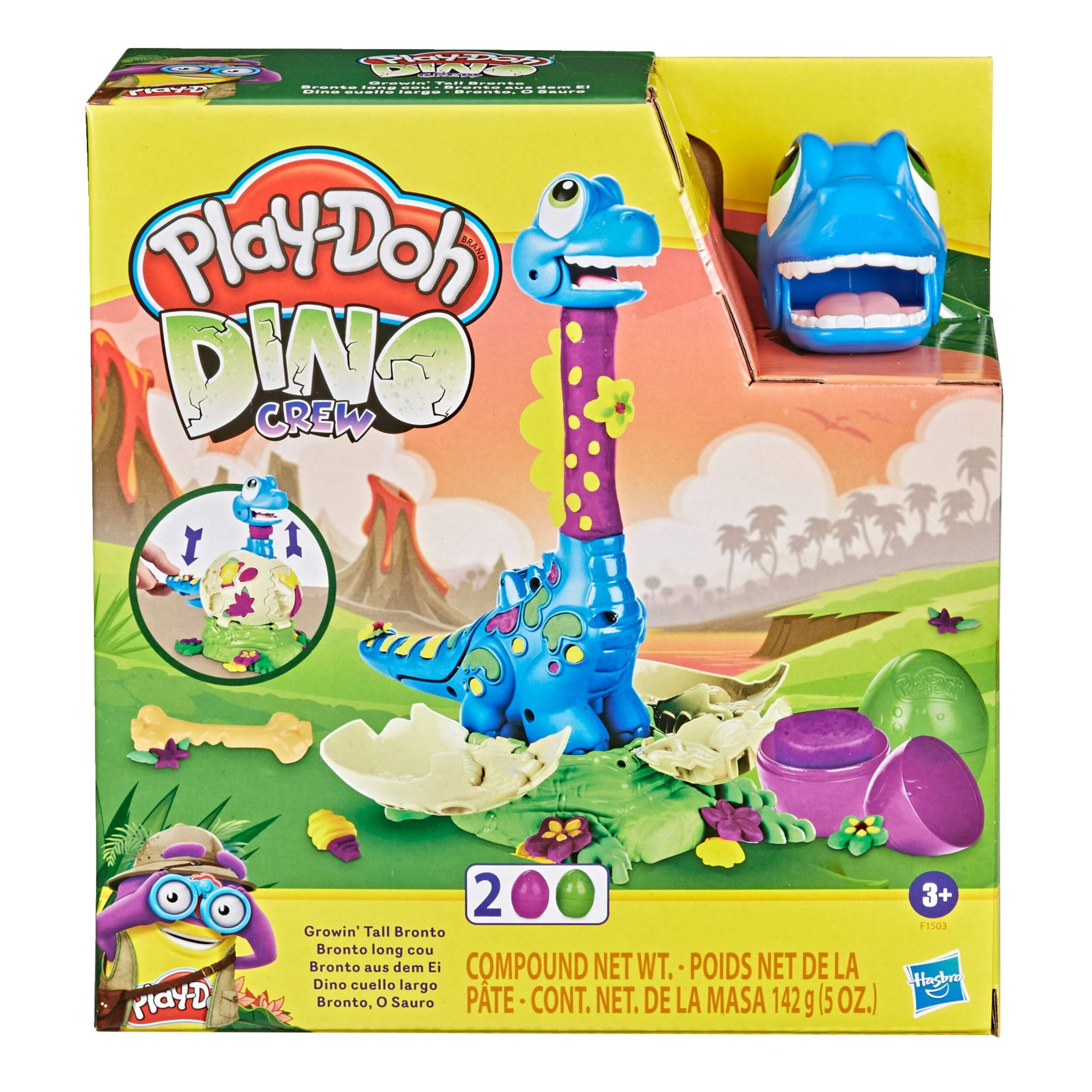 Play-Doh Dinosaur Crew Growing Tall Bronto Compound Toy Playset, Non-Toxic, 5 oz, Ages 3+ Front_Elevated