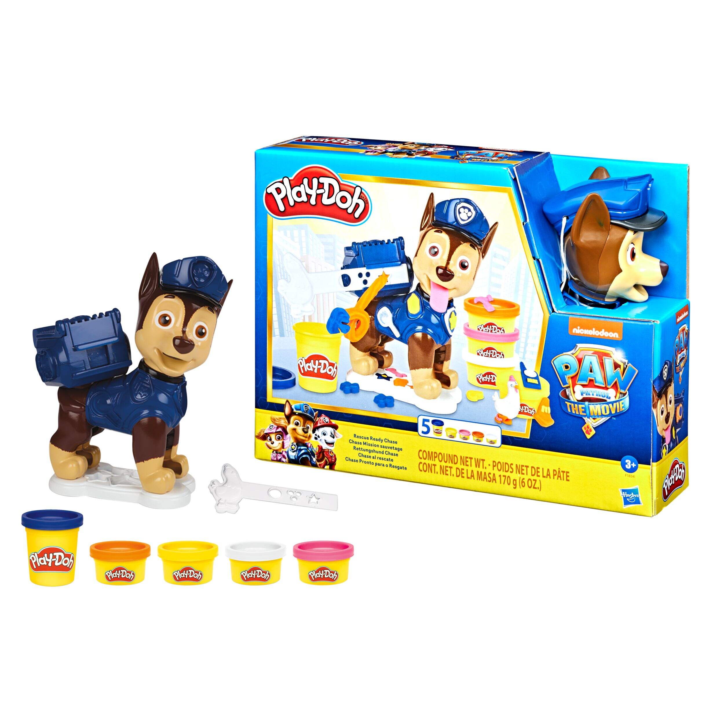 Play-Doh Paw Patrol The Movie Rescue Ready Chase Playset, Non-Toxic, 6 oz, 5-pc, Ages 3+ Composite_or_Mixed