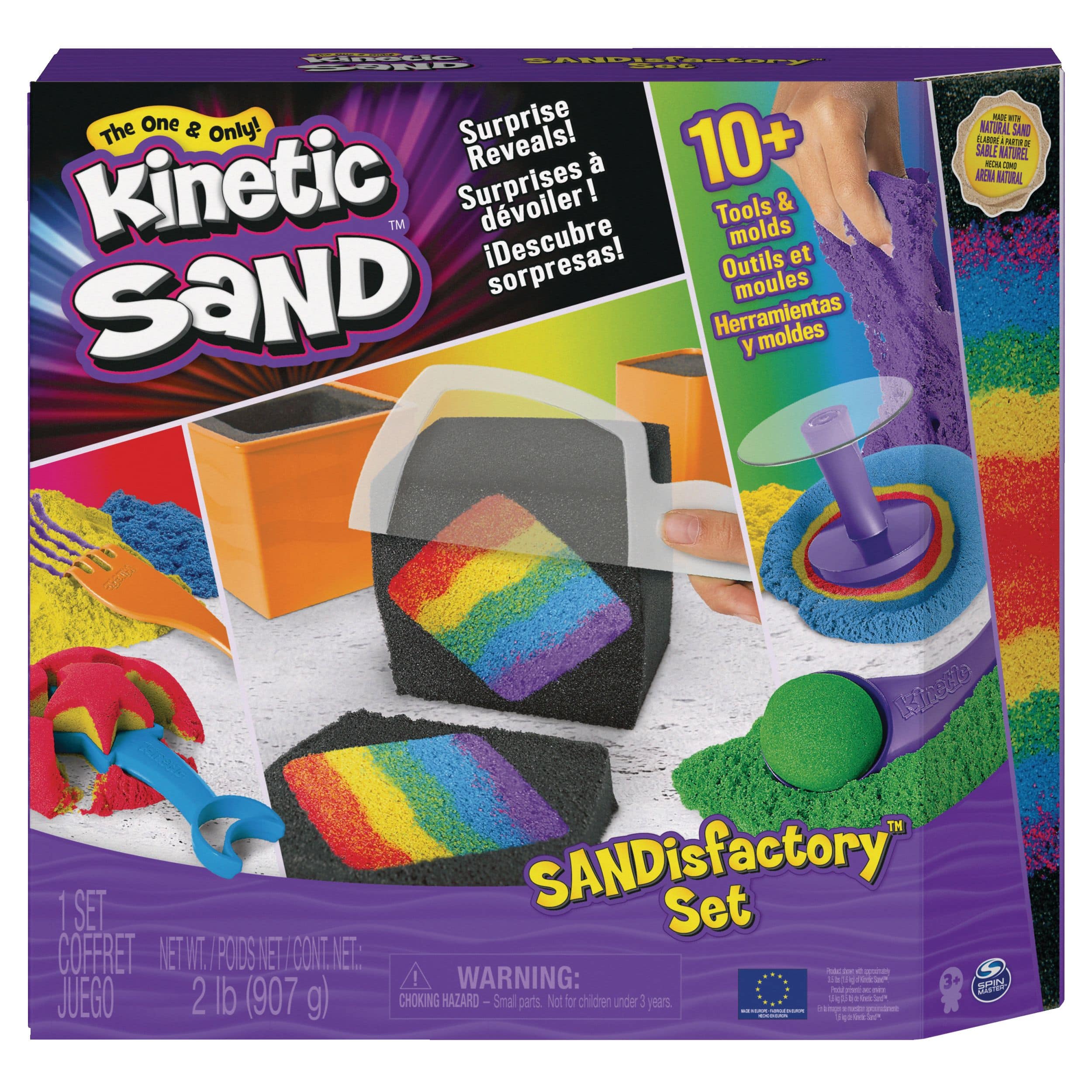 Kinetic Sand Sandisfactory Set with Tools & Molds, Squeezable Sensory Sand,  2 lb, 13-pc, Ages 3+