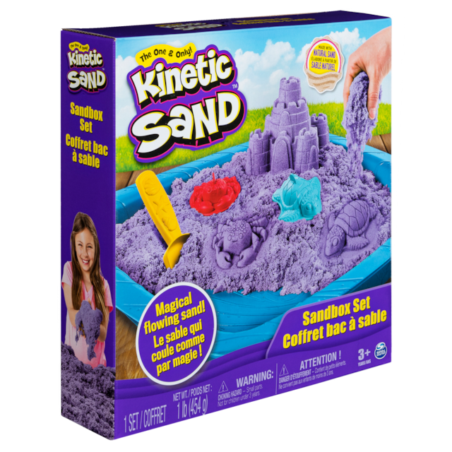 Kinetic Sand Sandbox Set with Tools & Molds, Squeezable Sensory Sand, 1 ...