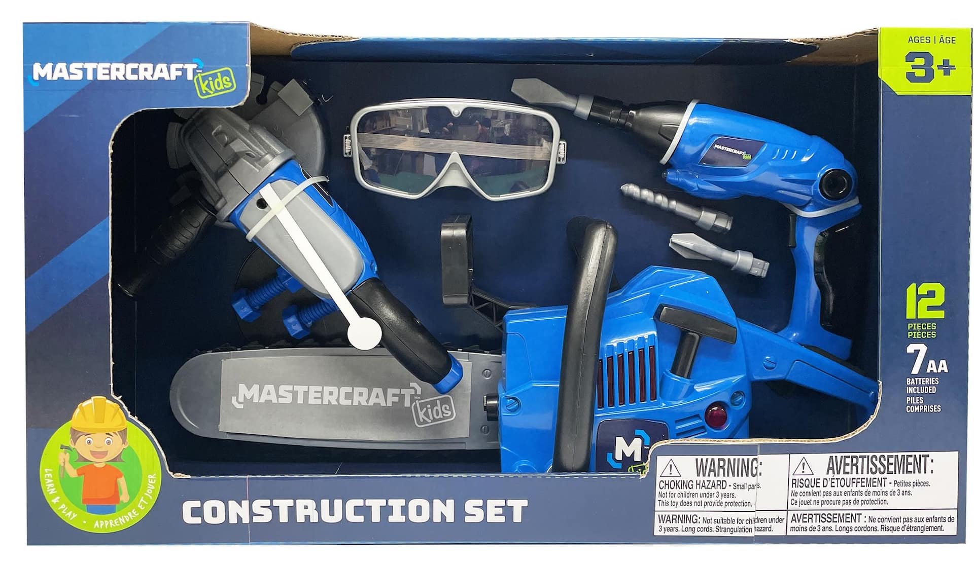 Mastercraft Kids Learn & Play Pretend Construction Toy Set, Ages 3