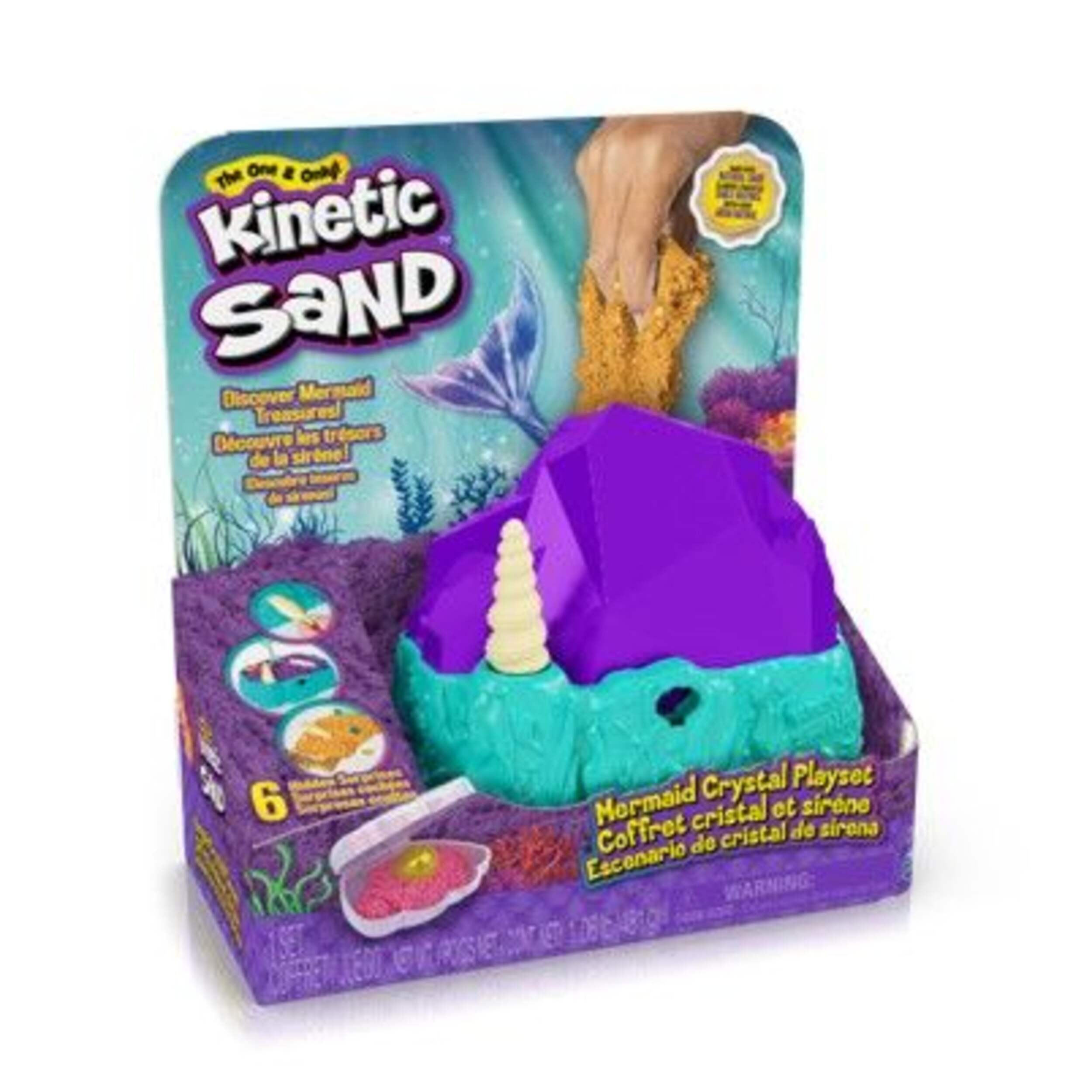 Kinetic Sand Mermaid Crystal Playset for Kids, Sensory Toy, Bilingual, Ages 3+ Front_Three_Fourths_Angled_Right