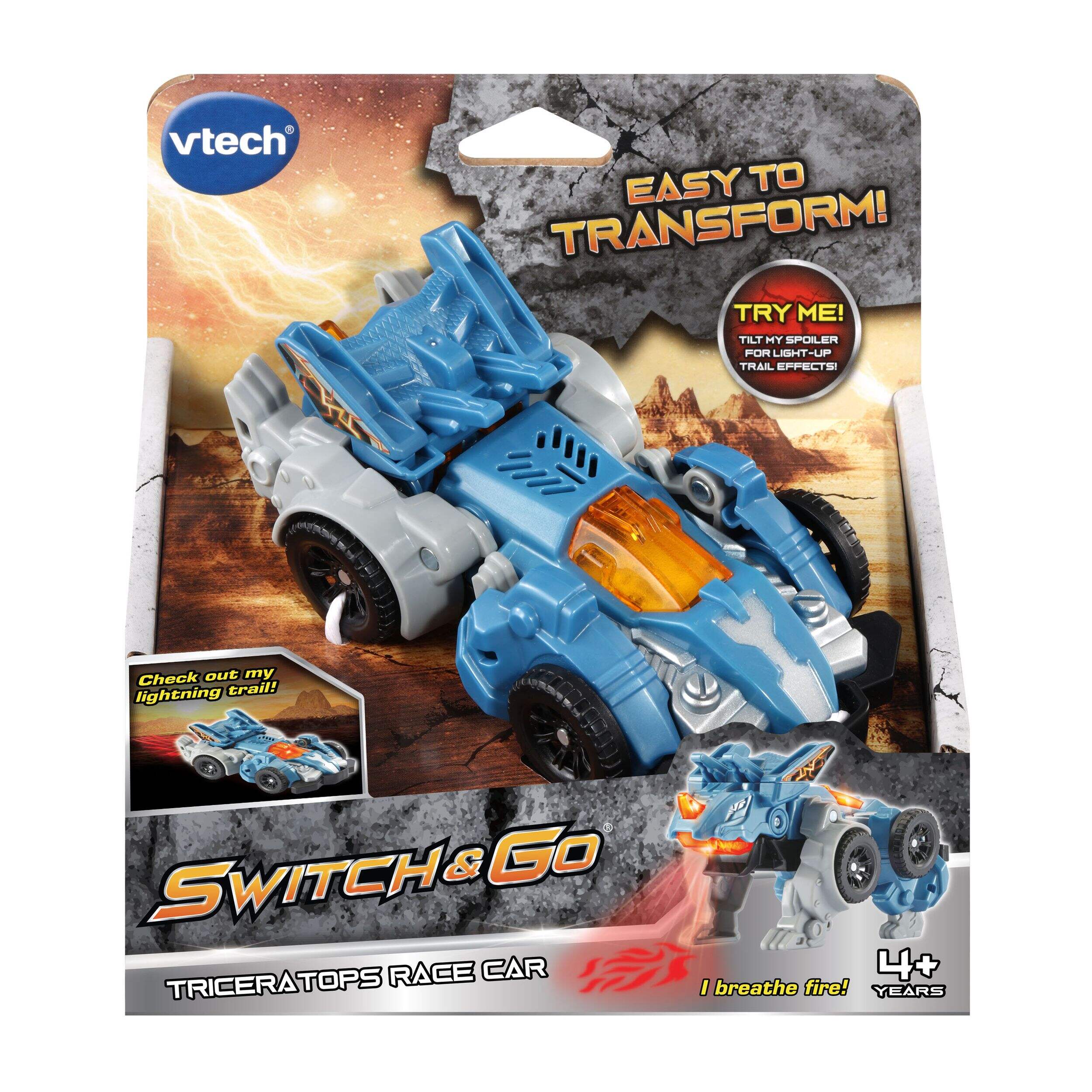 VTech Switch & Go Triceratops Race Car, English, Ages 4+ Front_Flat