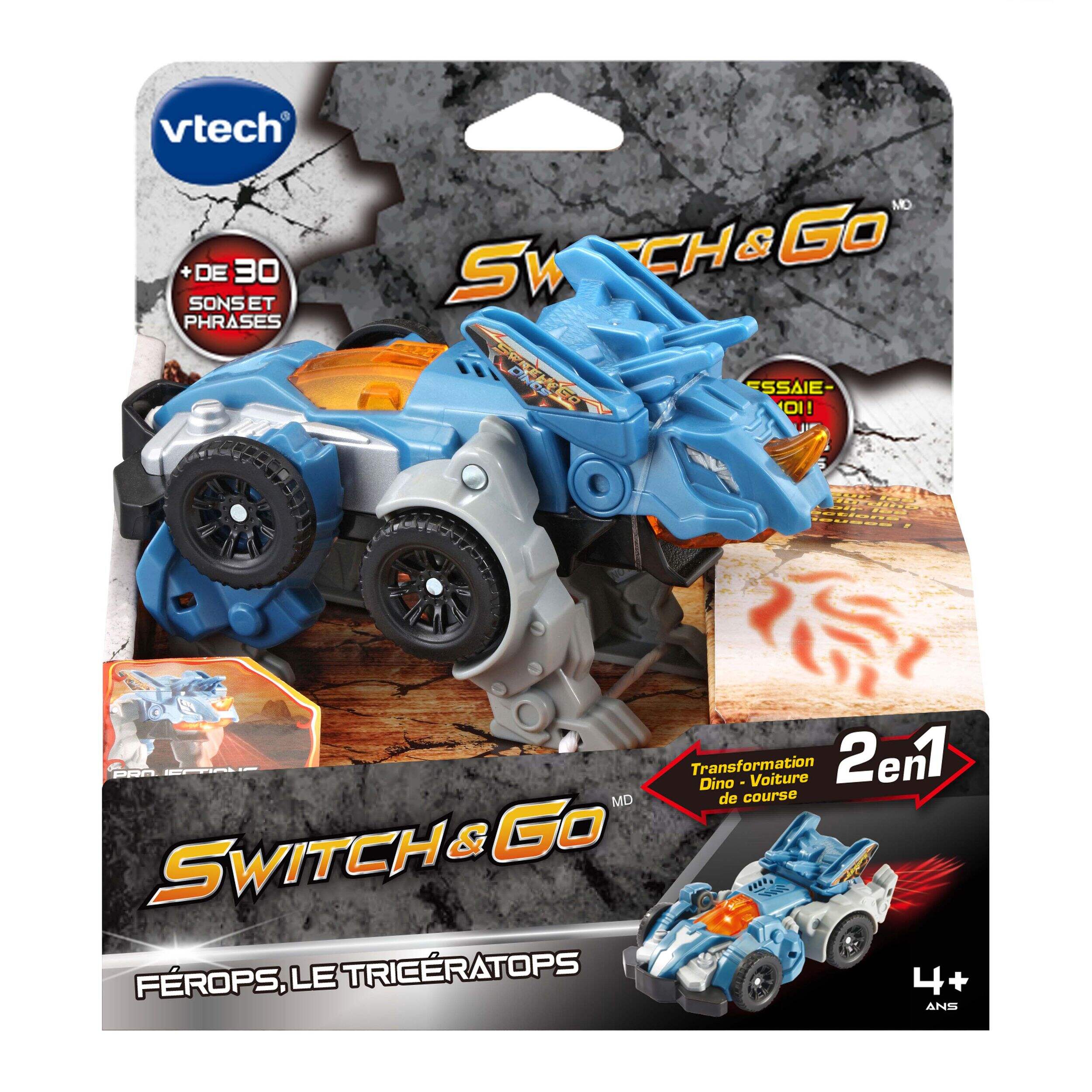 VTech Switch & Go Triceratops Race Car, French, Ages 4+ Front_Flat