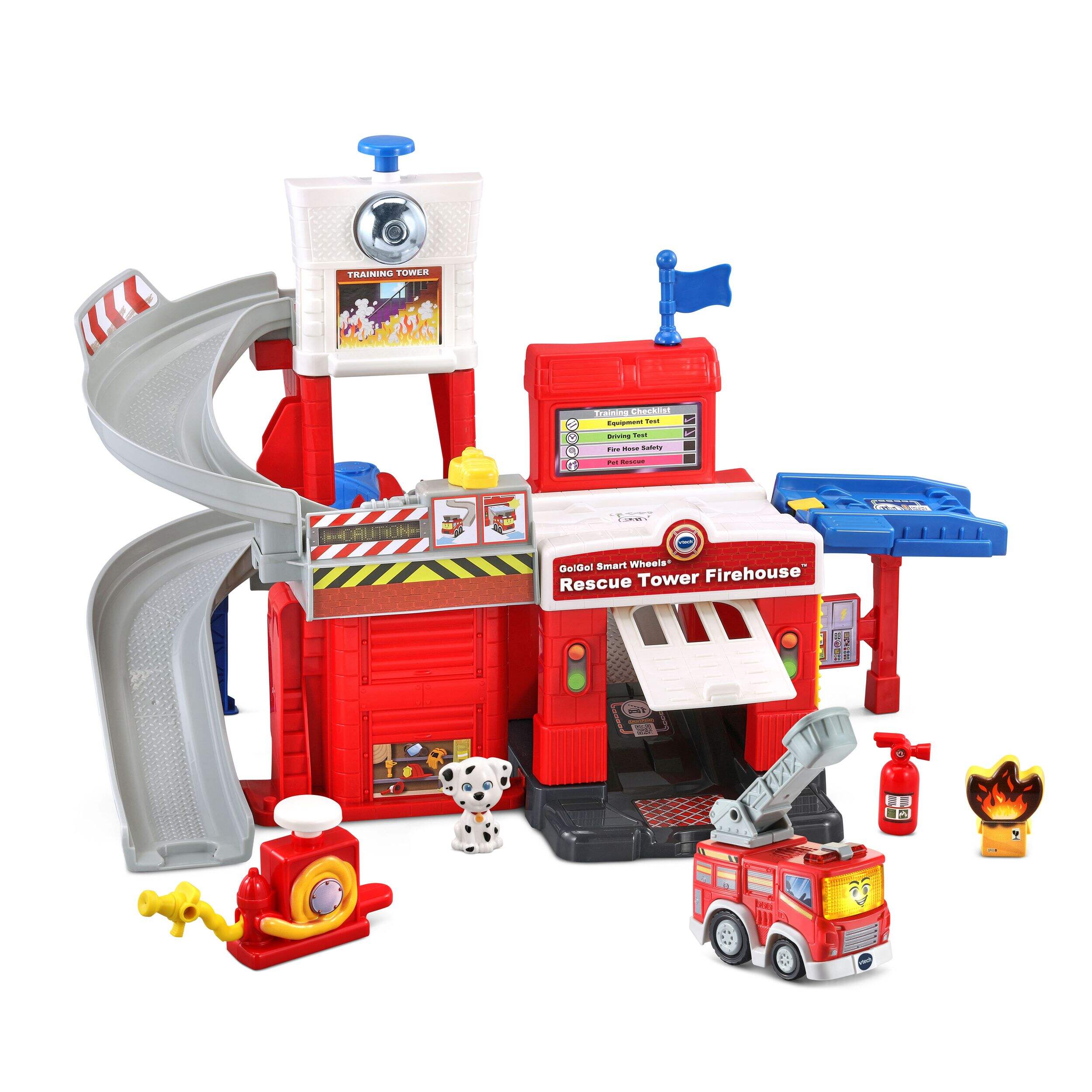 VTech Go! Go! Smart Wheels Race Rescue Firehouse Track, English Front_Angled_Right