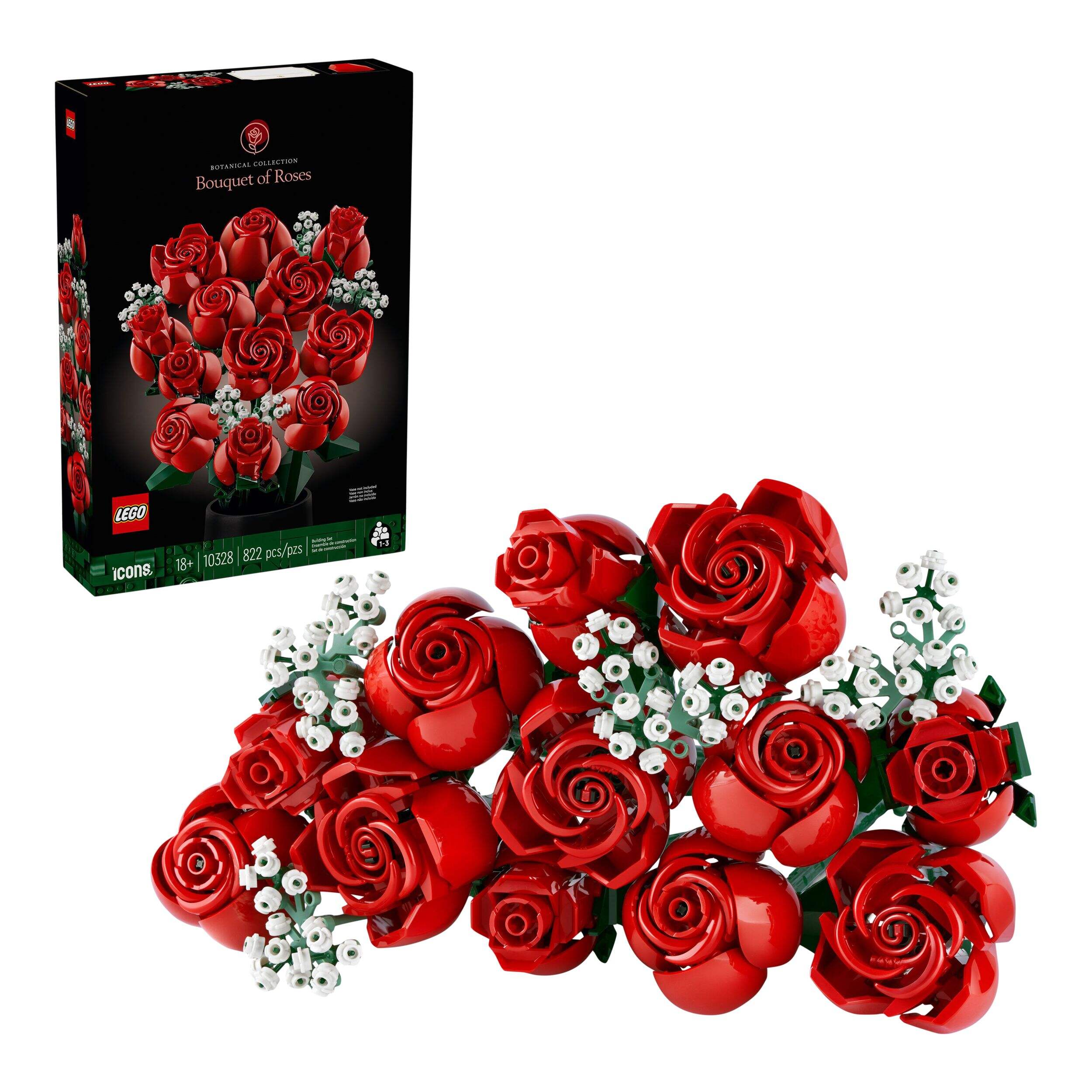 LEGO® The Botanical Collection Bouquet of Roses - 10328, 822-pcs, Ages 18+ Composite_or_Mixed