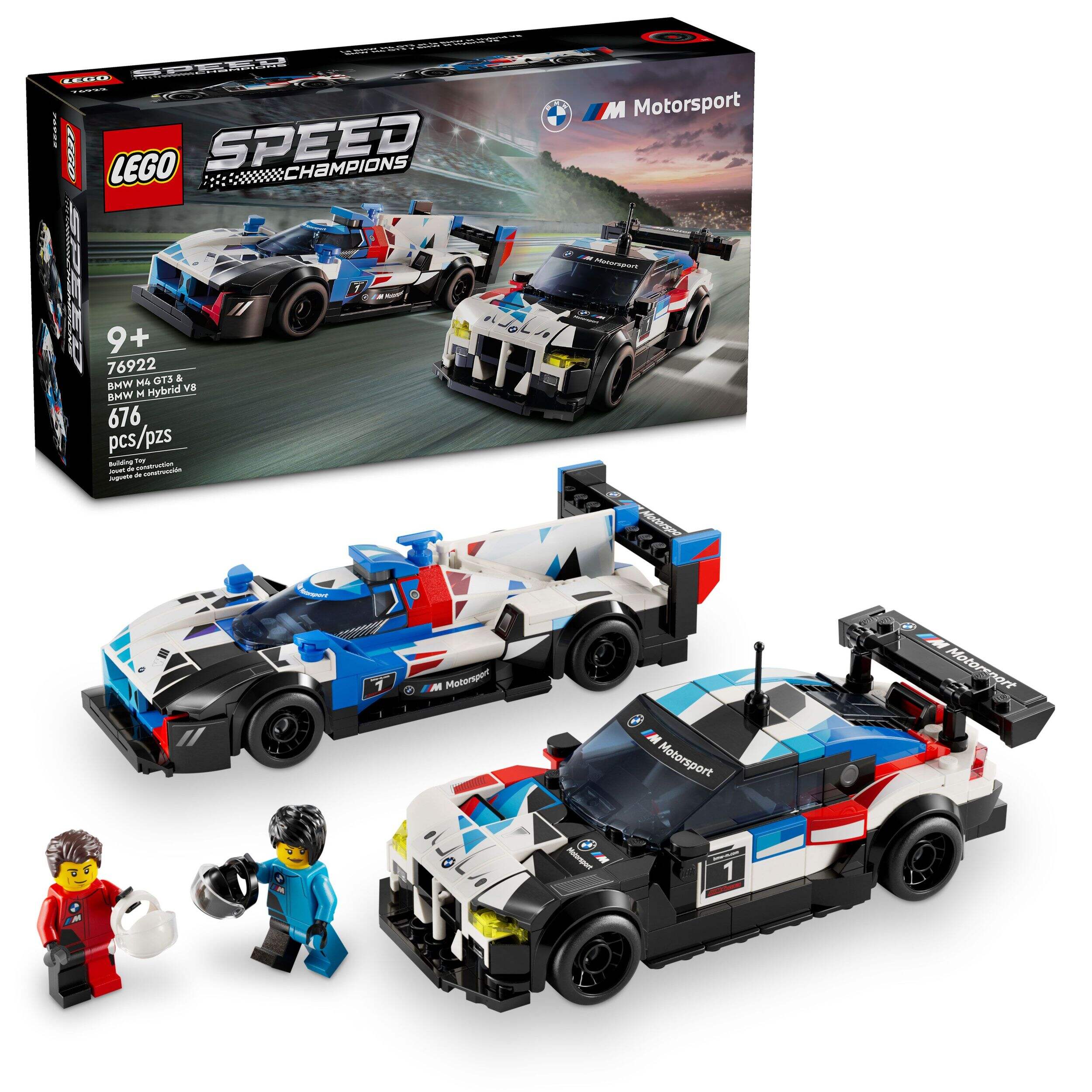 LEGO® Speed Champions BMW M4 GT3 and BMW M Hybrid V8 Race Cars - 76922, 676-pcs, Ages 9+ Composite_or_Mixed