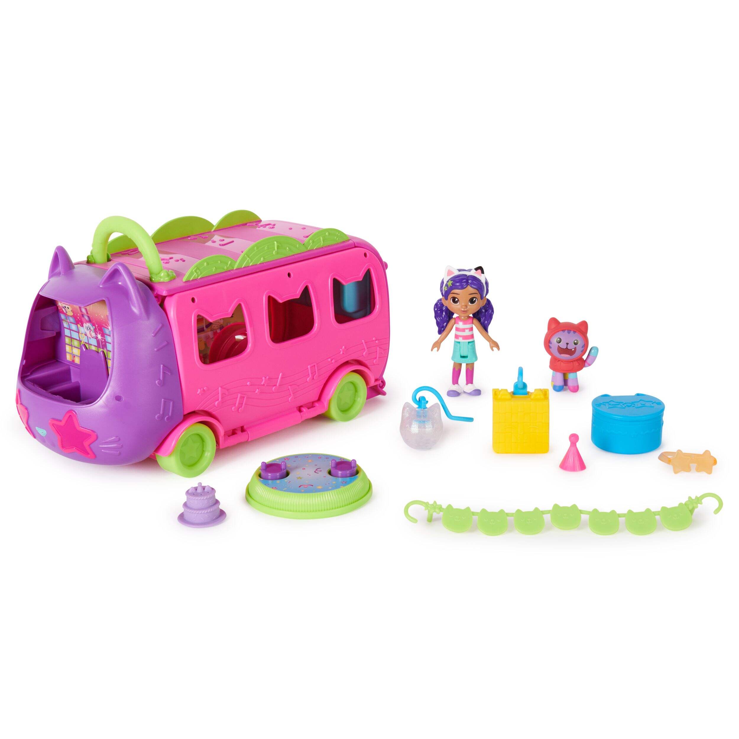 Gabby’s Dollhouse Celebration Party Bus Playset, Kids Toys for Ages 3
