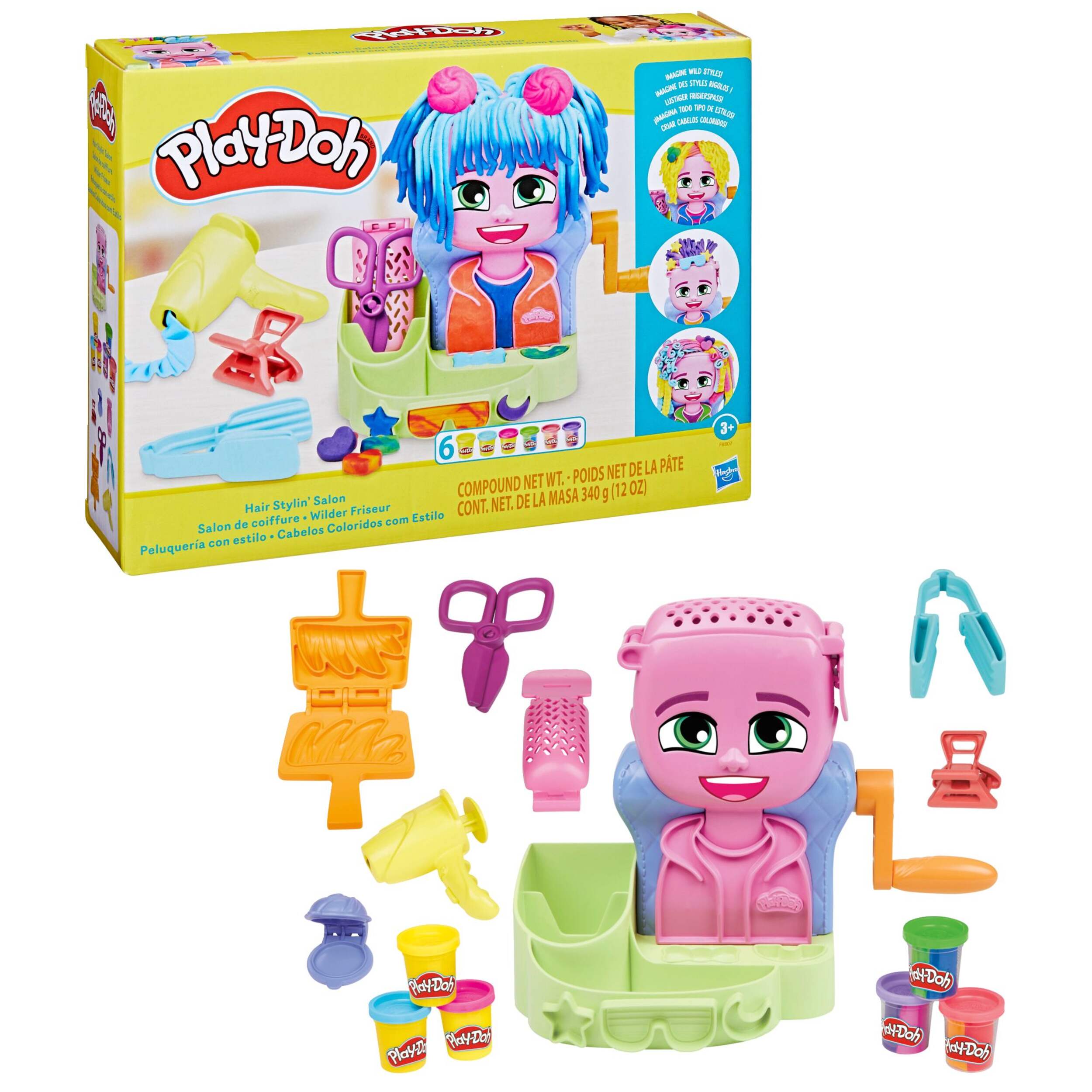 Play-Doh Hair Stylin' Dual Colour Salon Playset, Ages 3+ Composite_or_Mixed