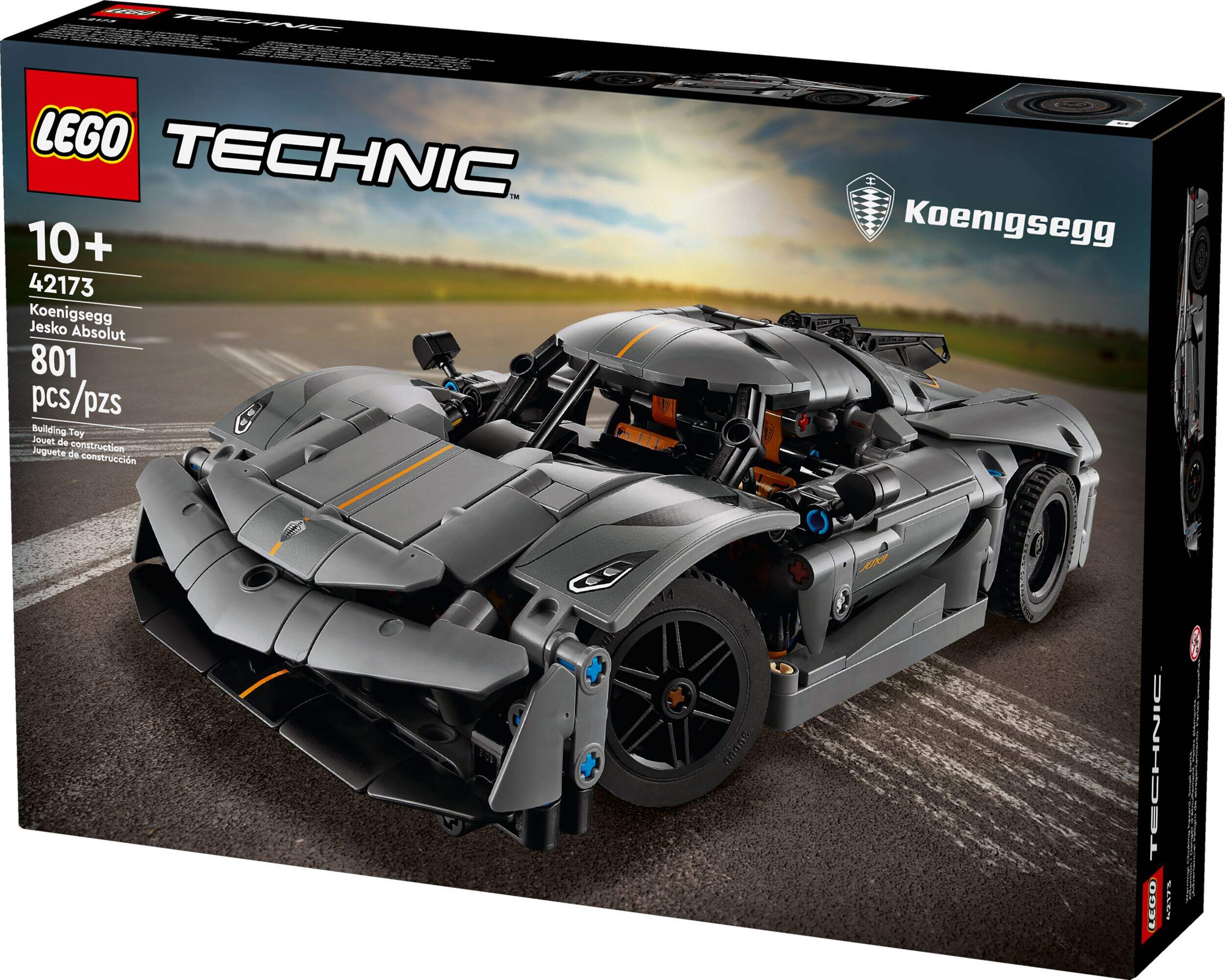LEGO® Technic™ Koenigsegg Jesko Absolut Gray Hypercar Building Set - 42173, 801-pcs, Ages 10+ Front_Three_Fourths_Angled_Left