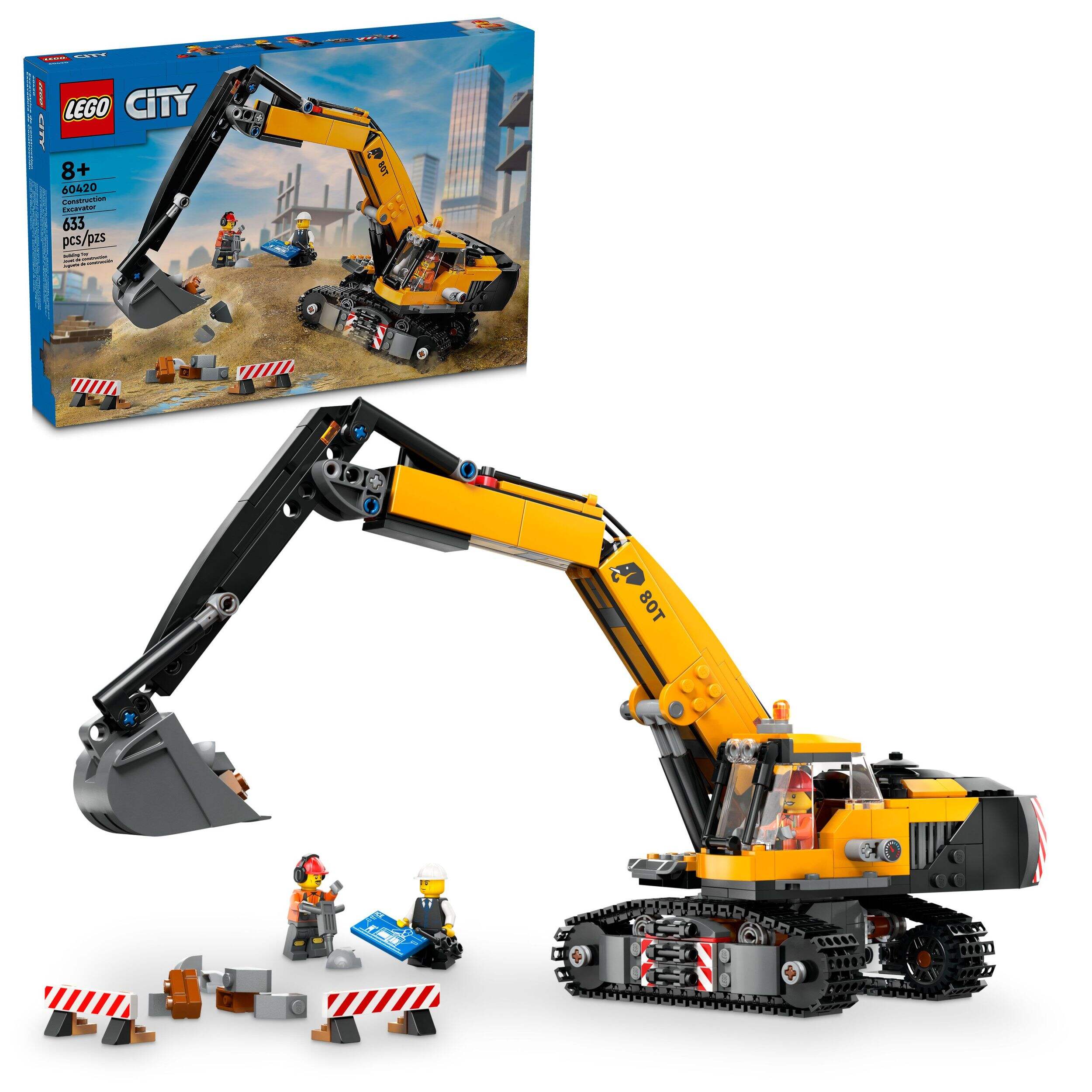 LEGO® City Yellow Construction Excavator Toy Digger - 60420, 633-pcs, Ages 8+ Composite_or_Mixed