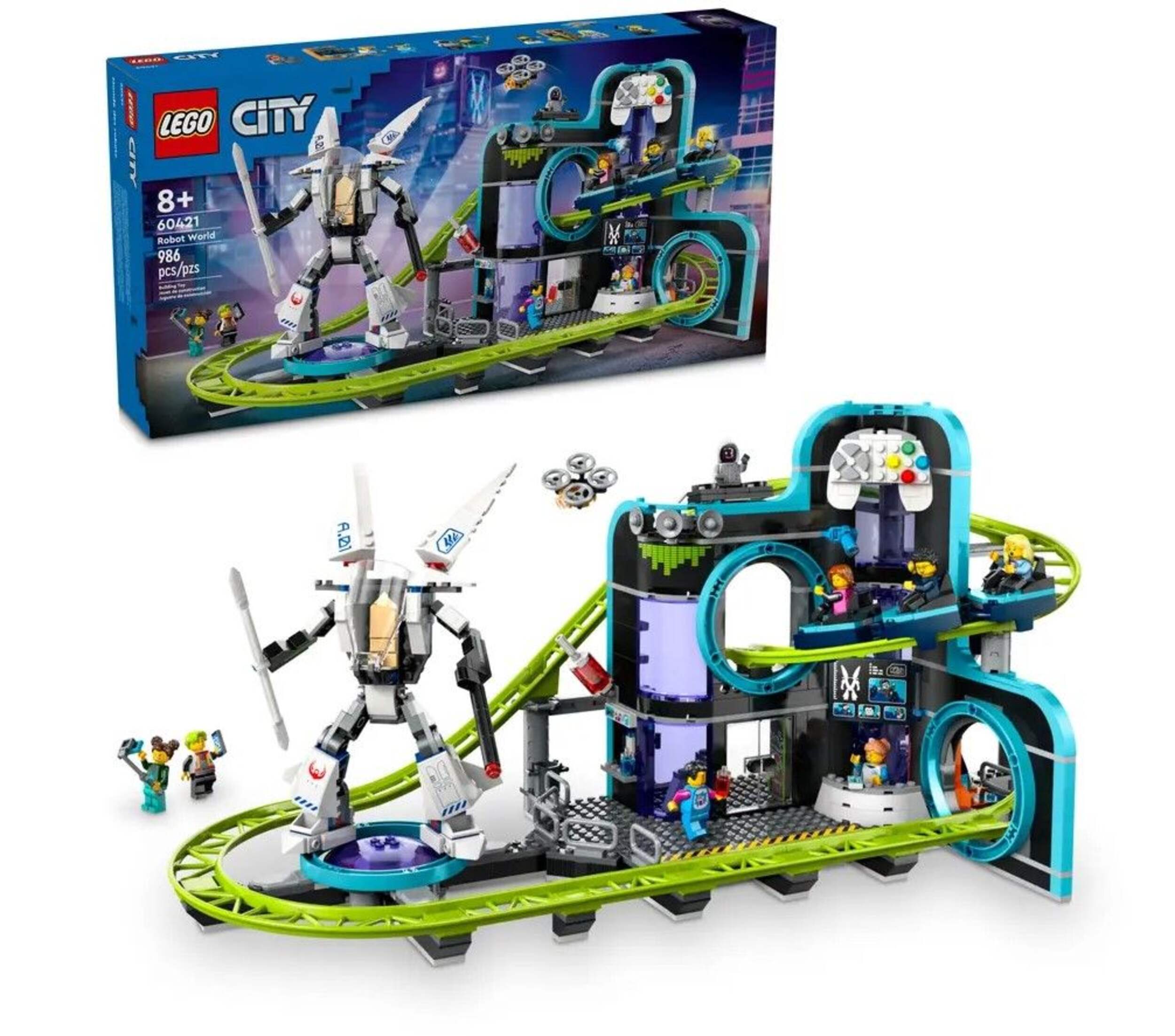 LEGO® City Robot World Roller-Coaster Park Building Set - 60421, 986-pcs, Ages 8+ Composite_or_Mixed