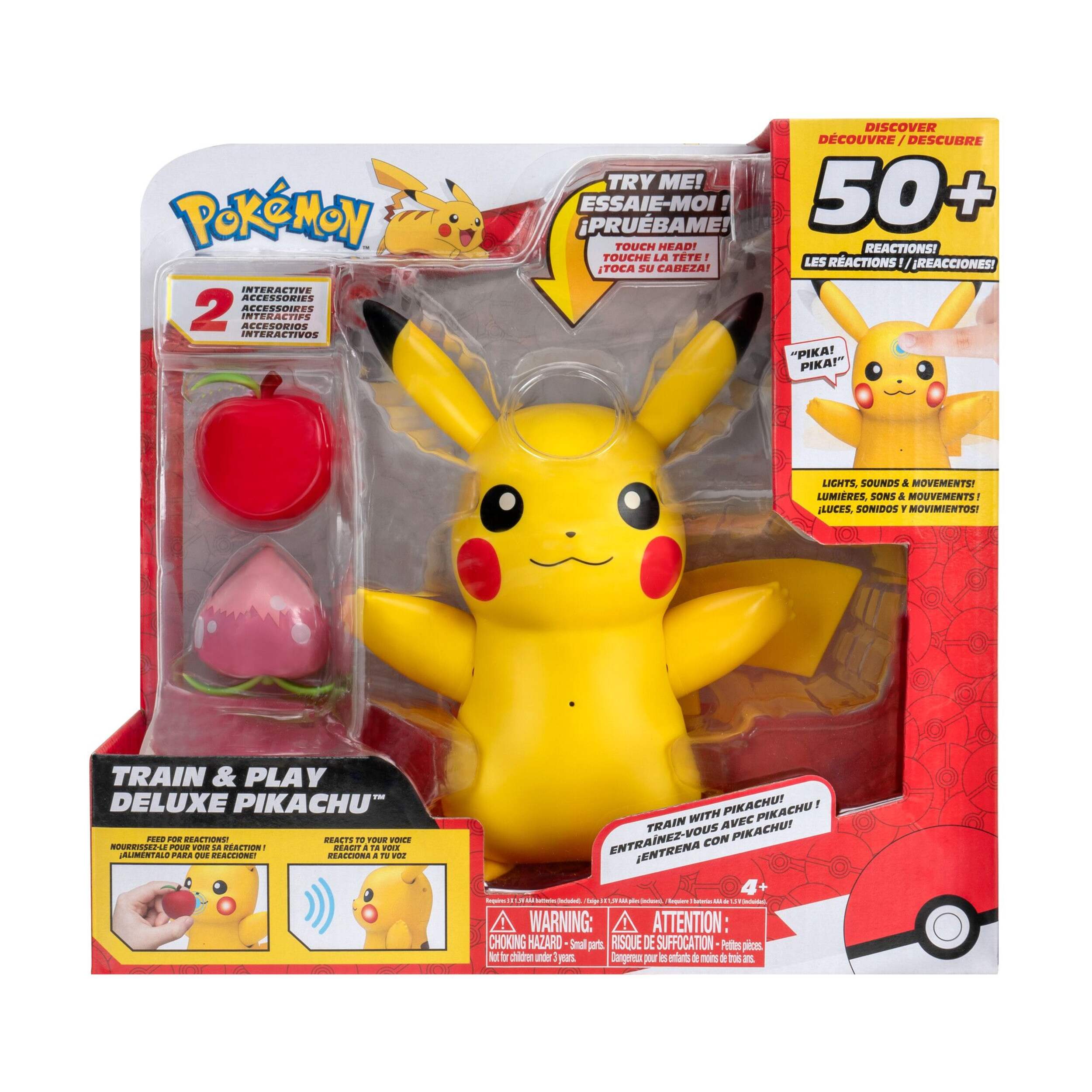 Figurine Pikachu de luxe Pokémon Train & Play, 4,5 po Front_Flat