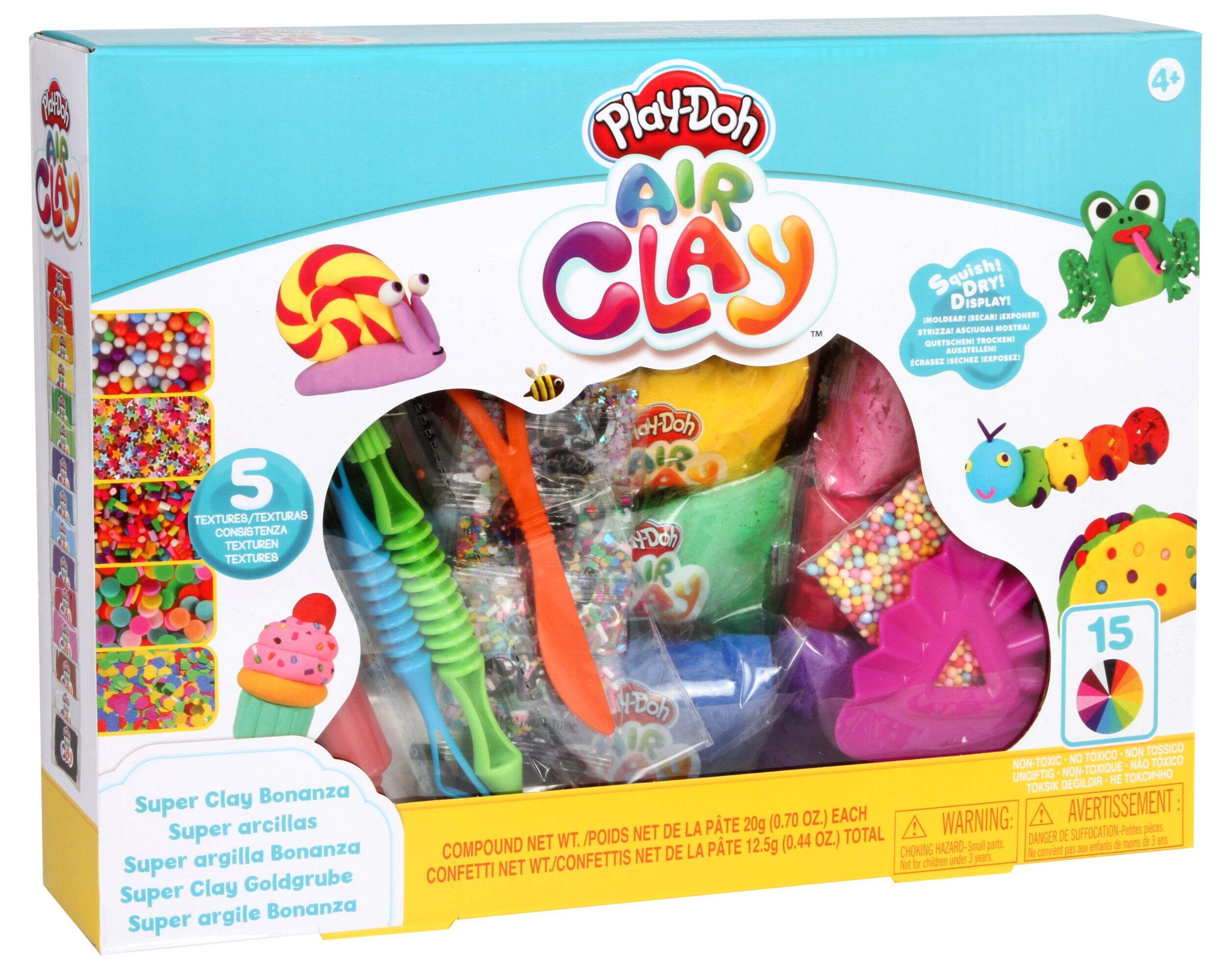 Play-Doh Air Clay Super Clay Bonanza with 15 Colours, Rainbow Front_Angled_Right