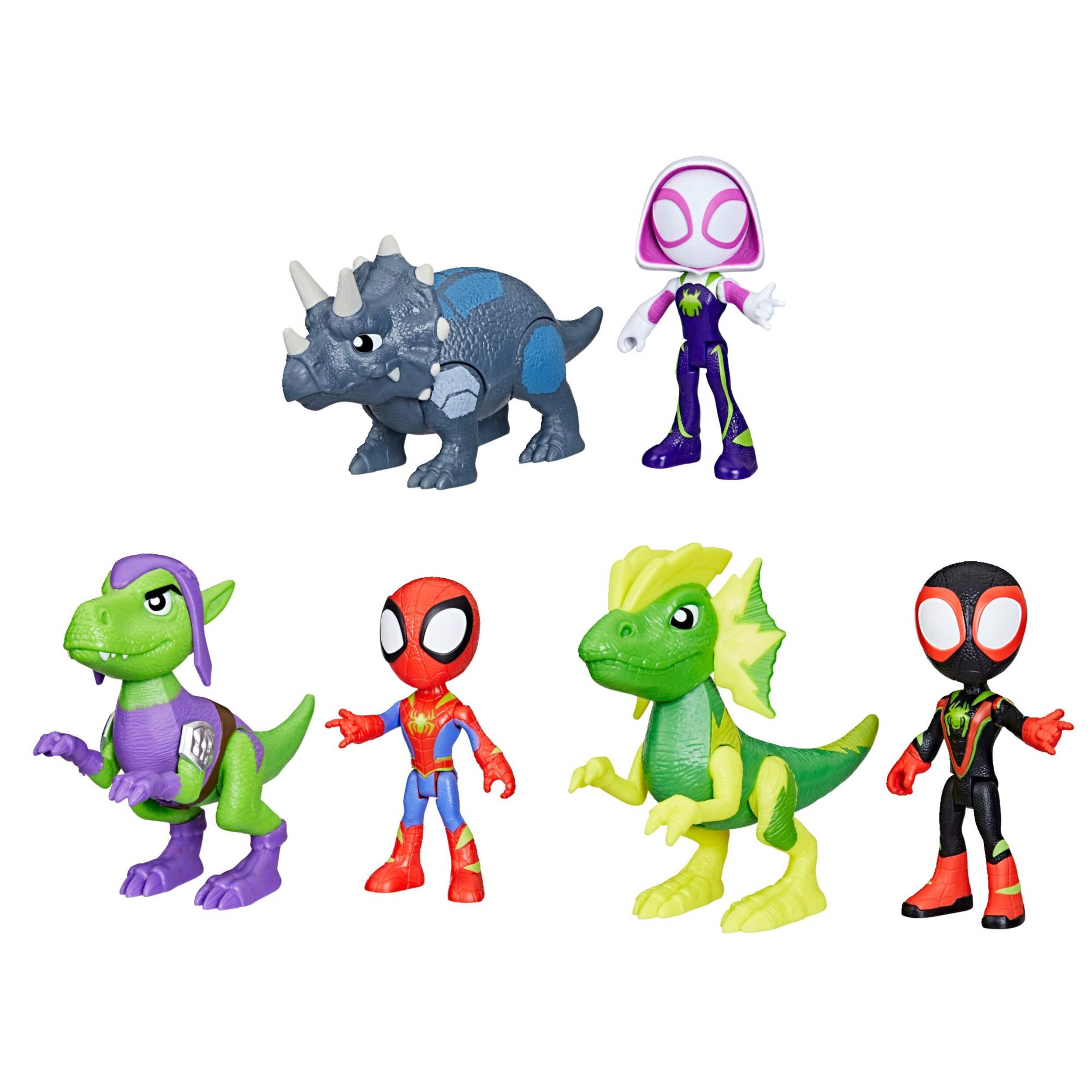 Spidey & His Amazing Friends Dino Webs 4-in Spider-Man Action Figure & Dino Figure Set, Assorted Front_Angled_Left