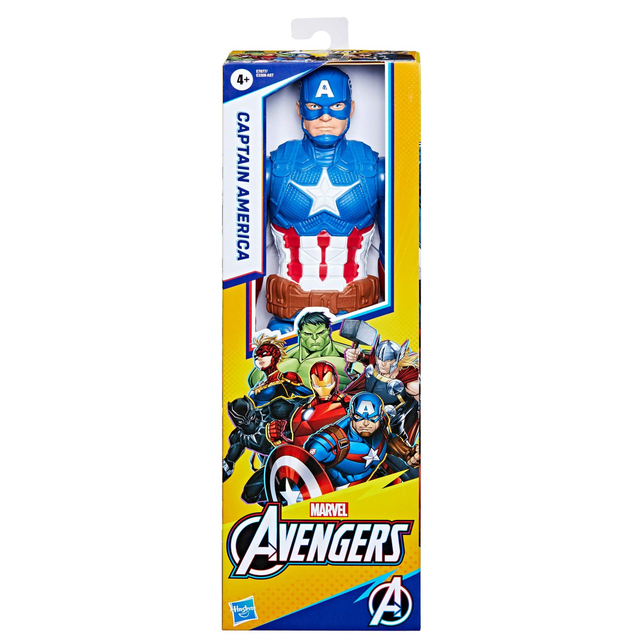 Marvel Avengers Titan Hero Series Captain America Action Figure, 12-in Toy, Ages 4+ Front_Flat