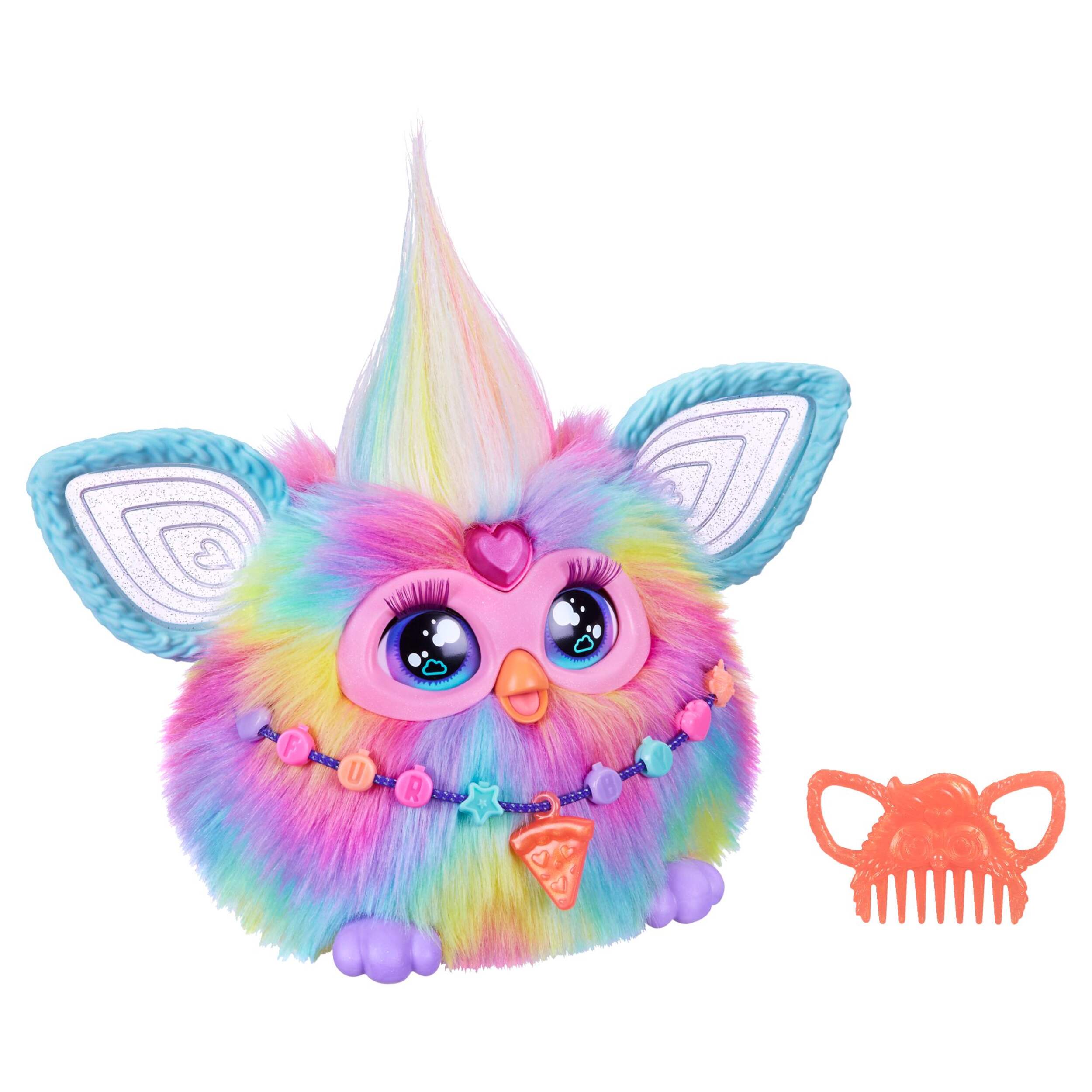 Furby Tie-Dye Electronic Plush for Kids, Voice Activated, Interactive Toy, French Version, Ages 6+ Front_Three_Fourths_Angled_Right