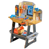 Blueprint Build Wooden Play Workbench with 40+ Accessories, Ages 3+ Front_Angled_Left
