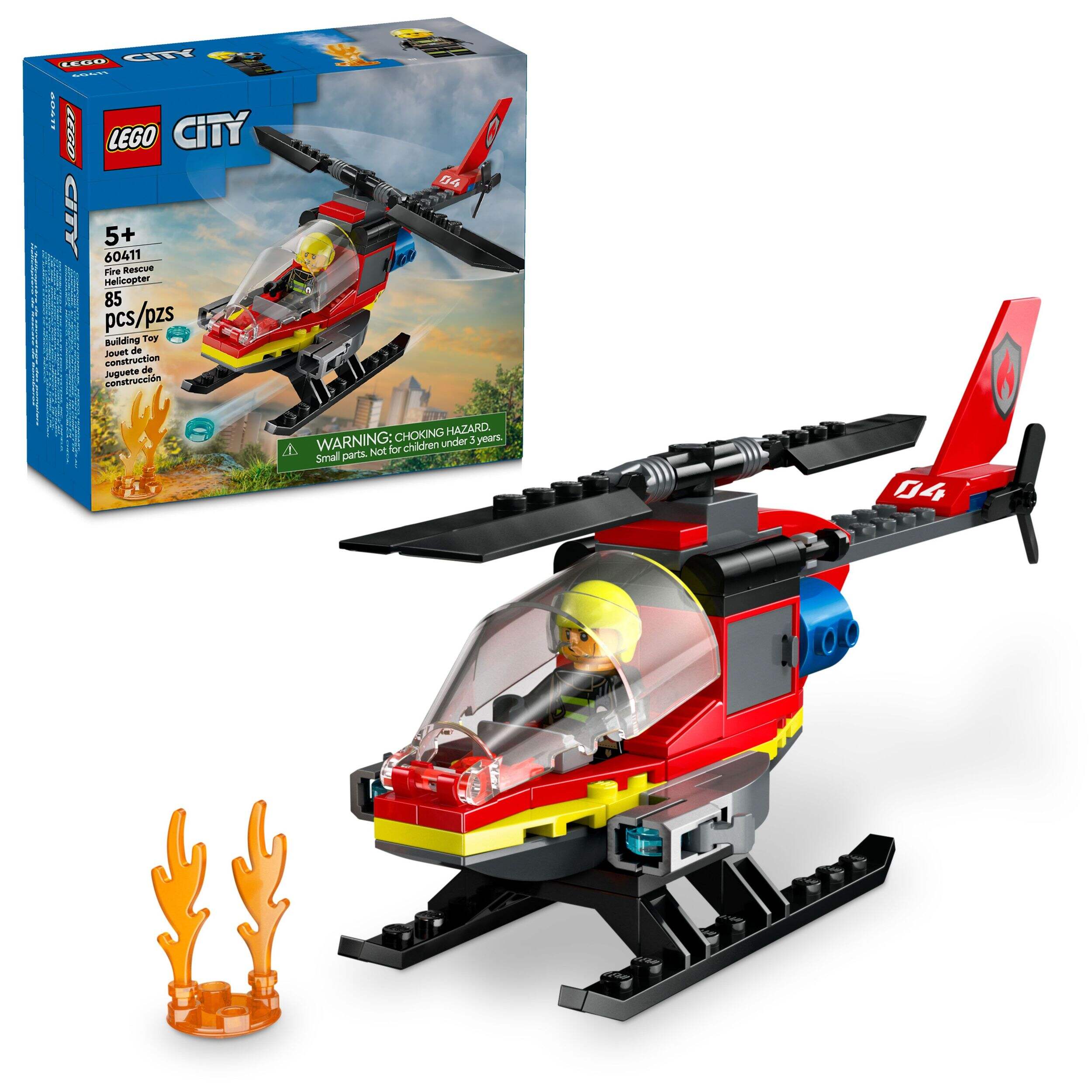 LEGO® City Fire Rescue Helicopter - 60411 Front_Angled_Right