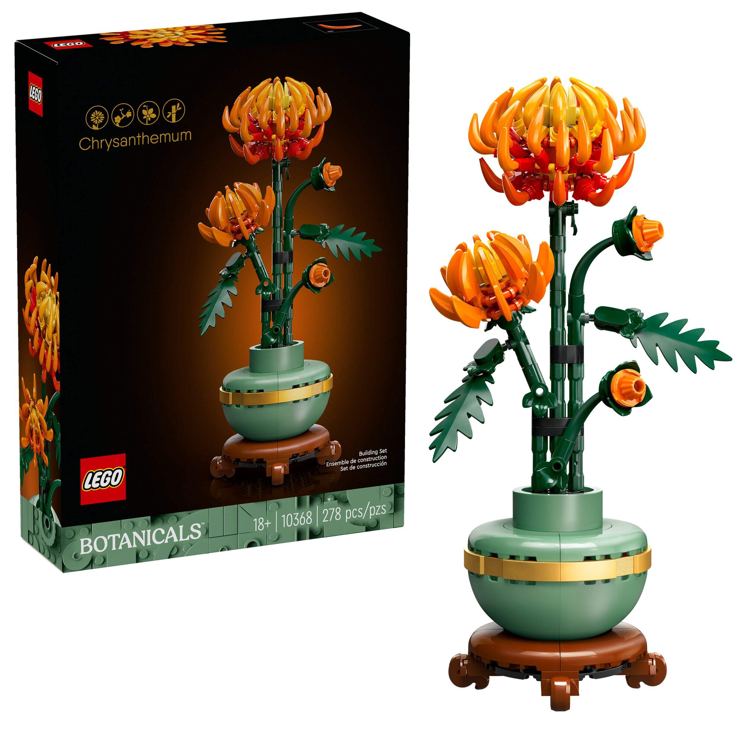 LEGO® The Botanical Collection Chrysanthemum Flower - 10368, 278-pcs, Ages 18+ Composite_or_Mixed