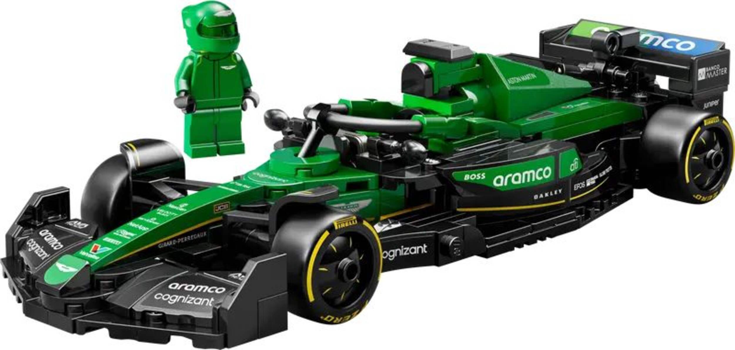 LEGO Speed Champions Jeu de construction de voiture de course Aston Martin Aramco F1 AMR24, 77245 Front_Angled_Left