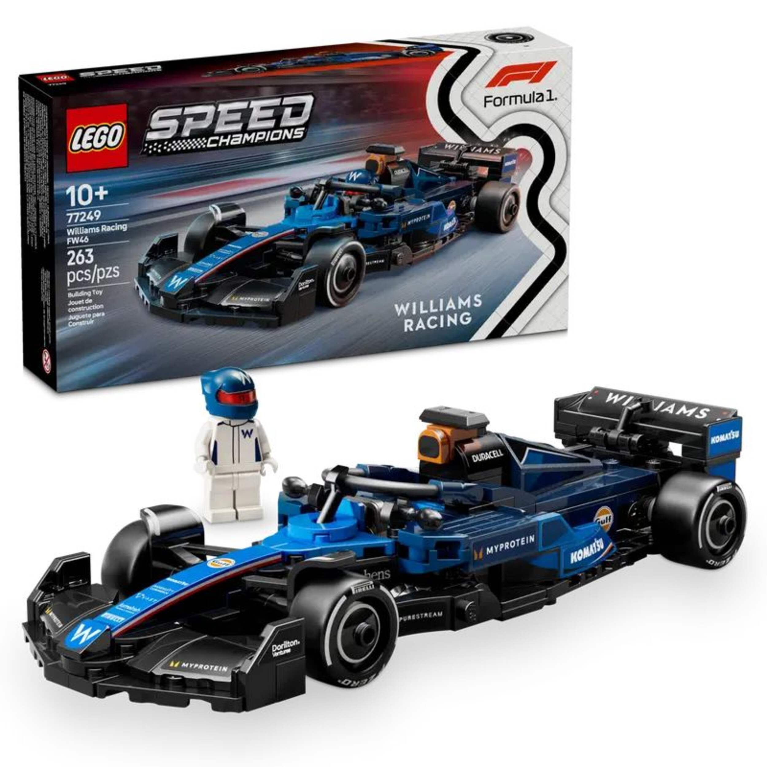 LEGO® Speed Champions Williams Racing FW46 F1 Race Car - 77249, 263-pcs, Ages 10+ Composite_or_Mixed