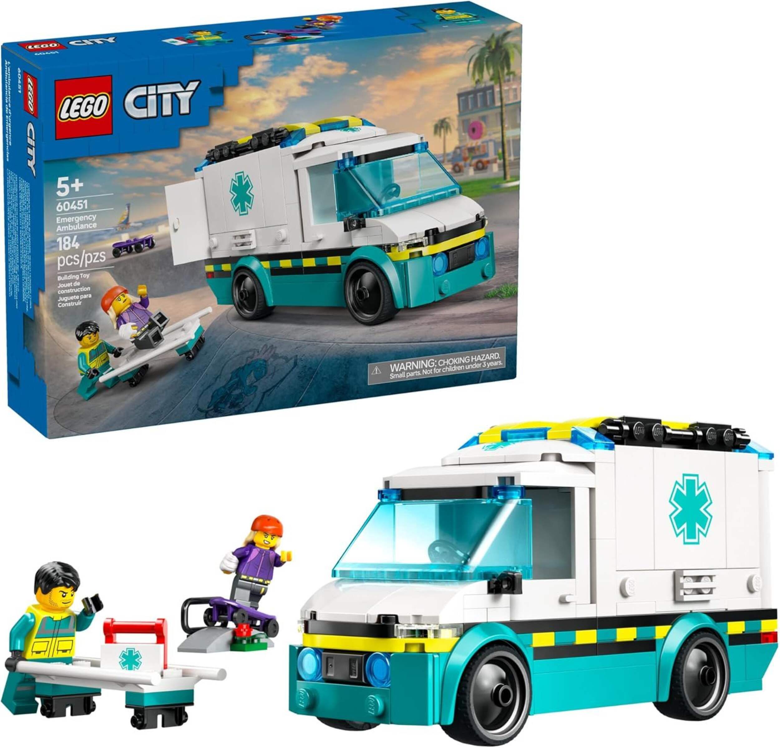 Ambulance d'urgence LEGO City, 60451, paq. 184, 5 ans et plus Front_Angled_Right
