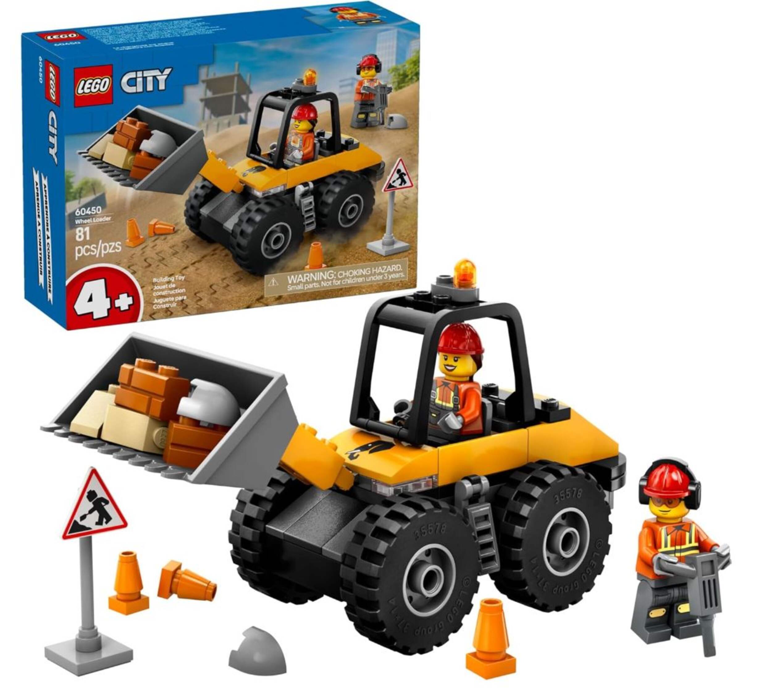 LEGO® City Yellow Construction Wheel Loader - 60450, 81-pcs, Ages 4+ Composite_or_Mixed