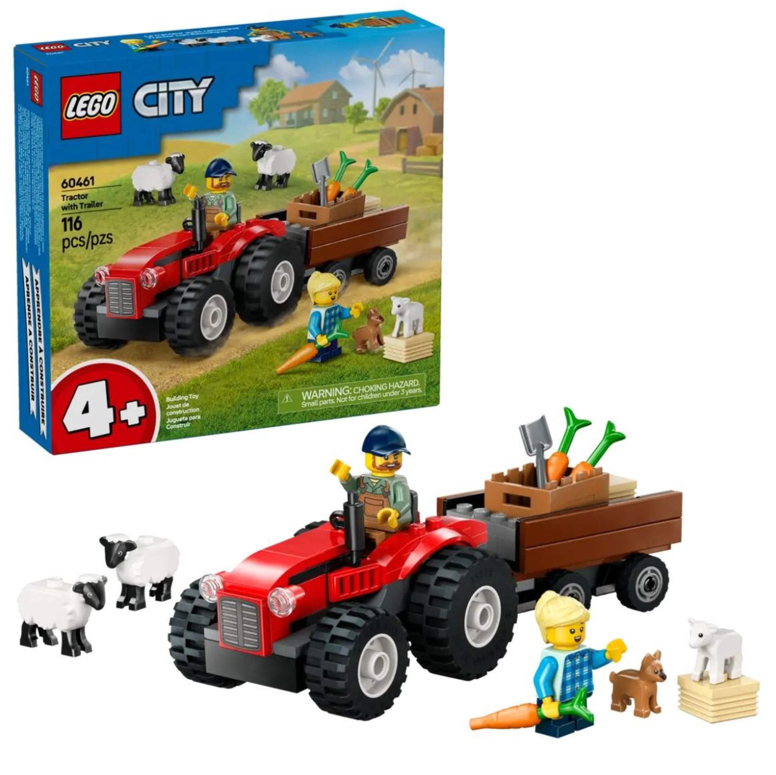 LEGO® City Red Farm Tractor with Trailer & Sheep - 60461, 116-pcs, Ages 4+ Composite_or_Mixed