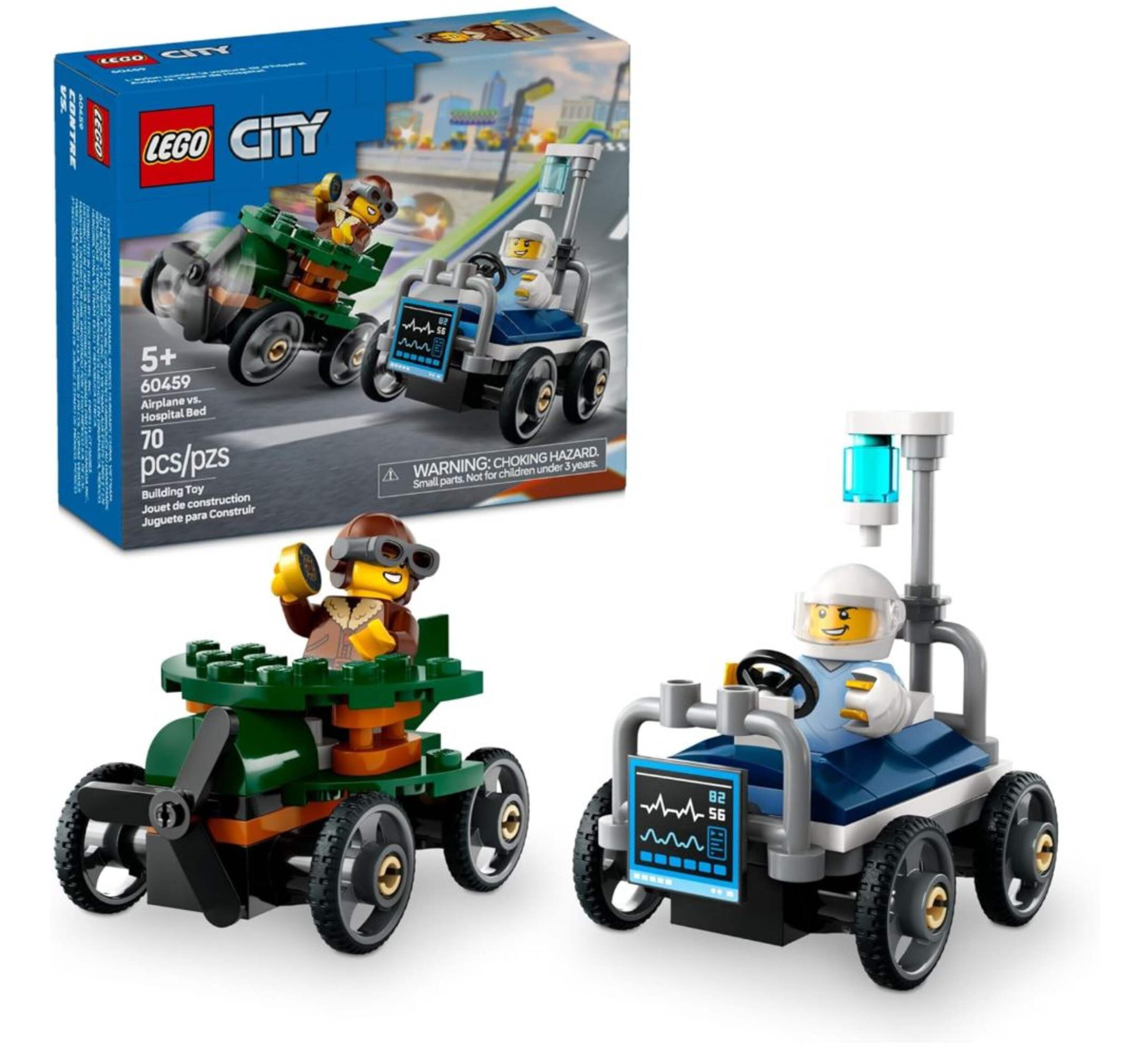 LEGO® City Airplane vs Hospital Bed Race Car Pack - 60459, 70-pcs, Ages 5+ Composite_or_Mixed