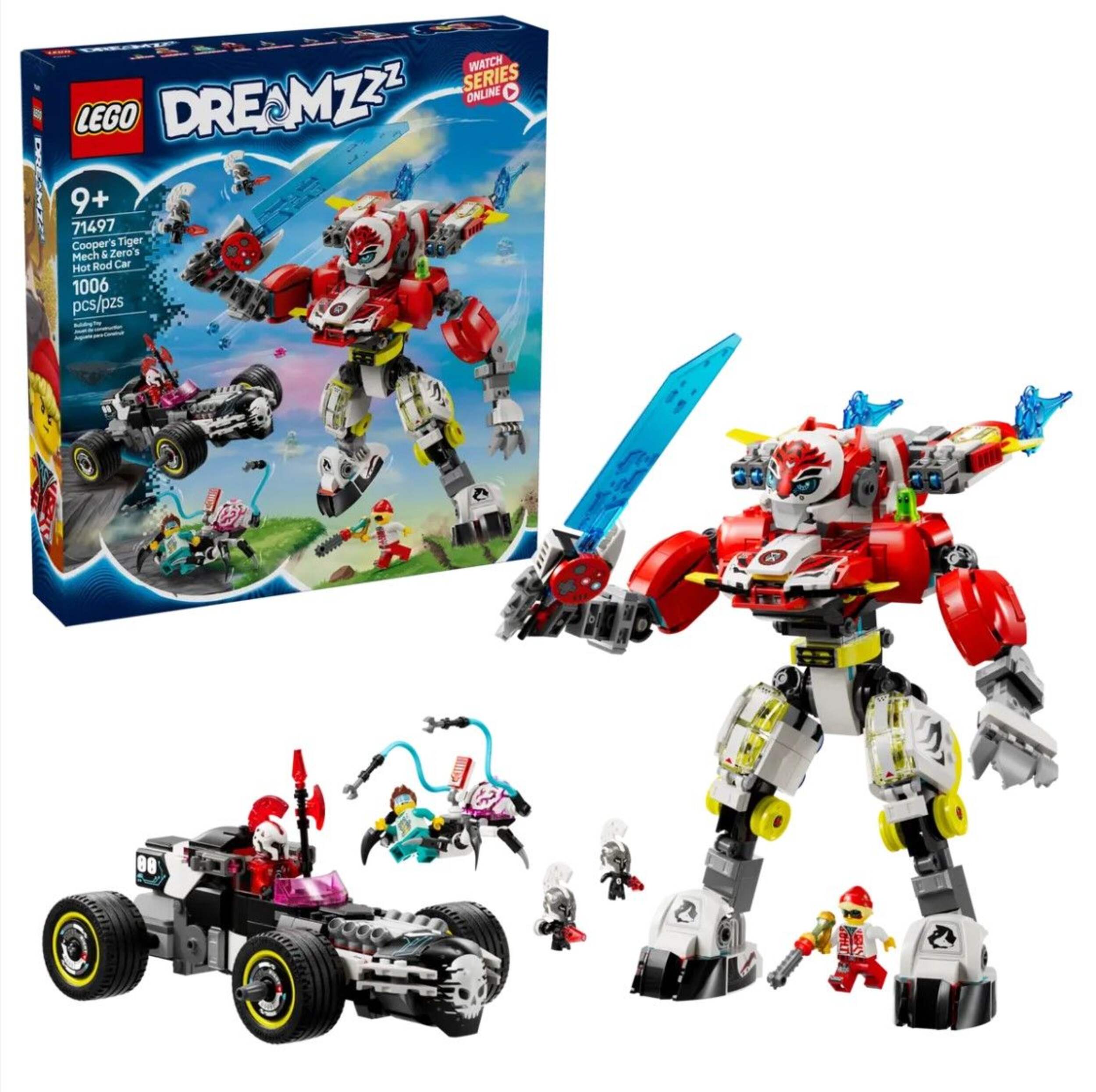 LEGO® DREAMZzz Cooper's Tiger Mech & Zero's Hot Rod - 71497, 1006-pcs, Ages 9+ Composite_or_Mixed