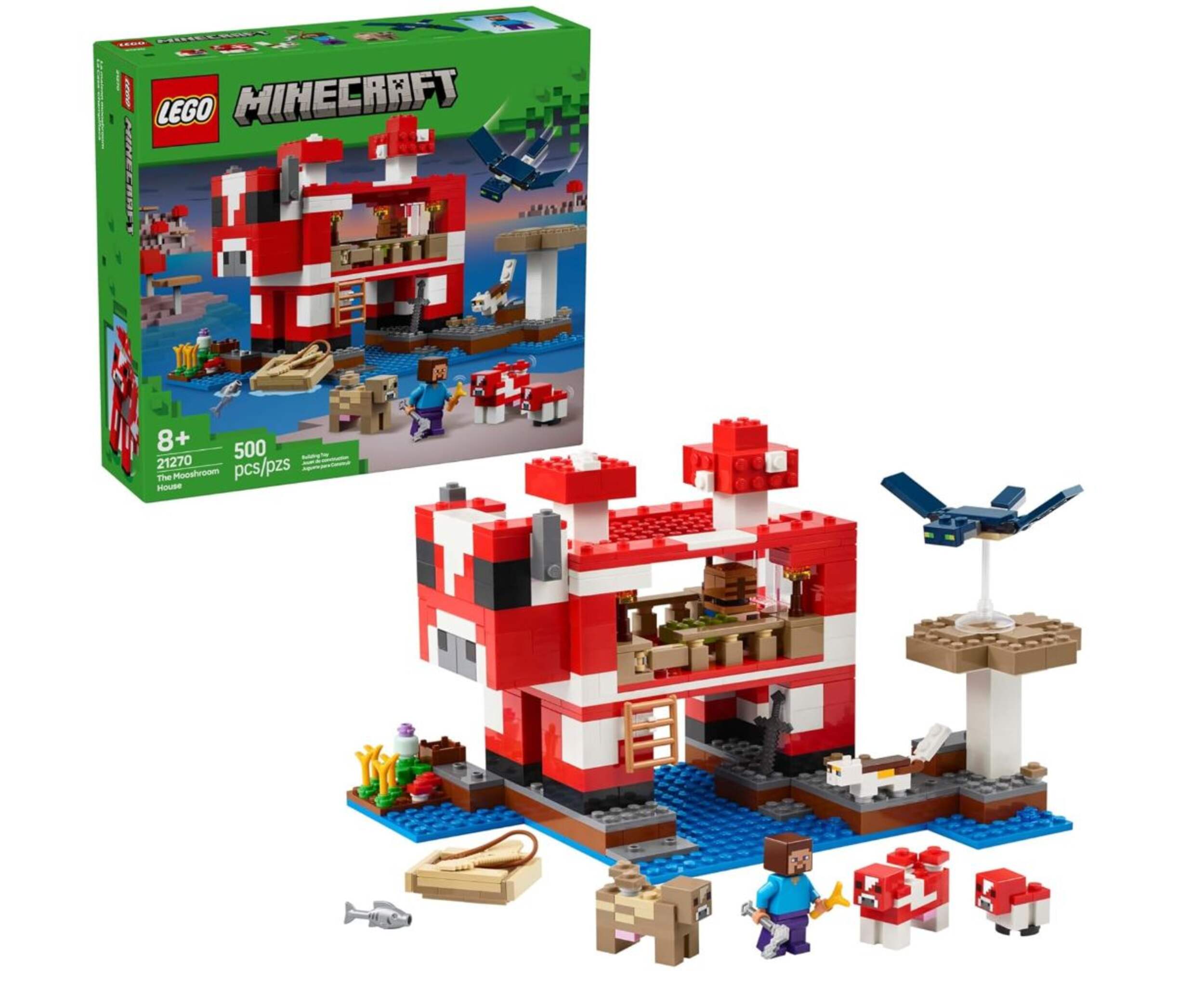LEGO® Minecraft The Mooshroom House with Minifigures - 21270, 500-pcs, Ages 8+ Composite_or_Mixed