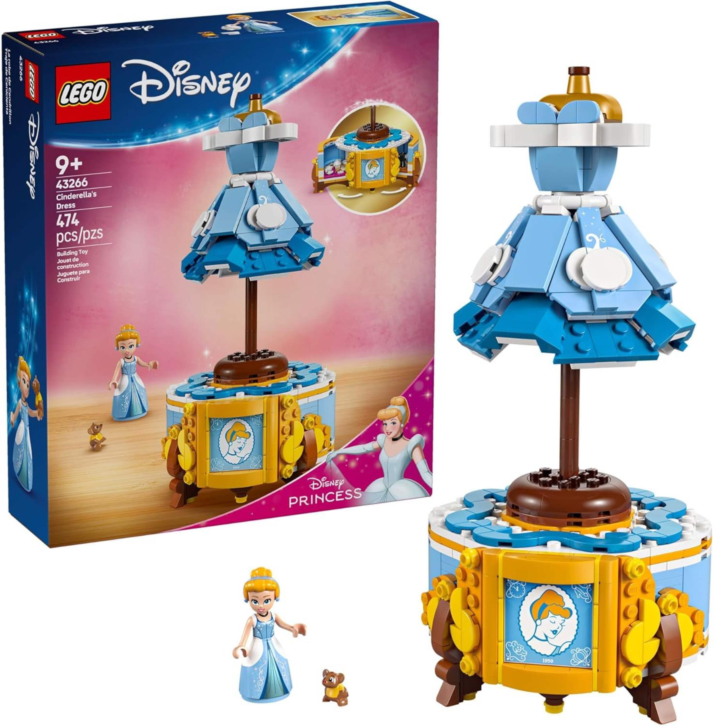 LEGO® Disney Princess Cinderella’s Dress Toy - 43266, 474-pcs, Ages 9+ Front_Angled_Right