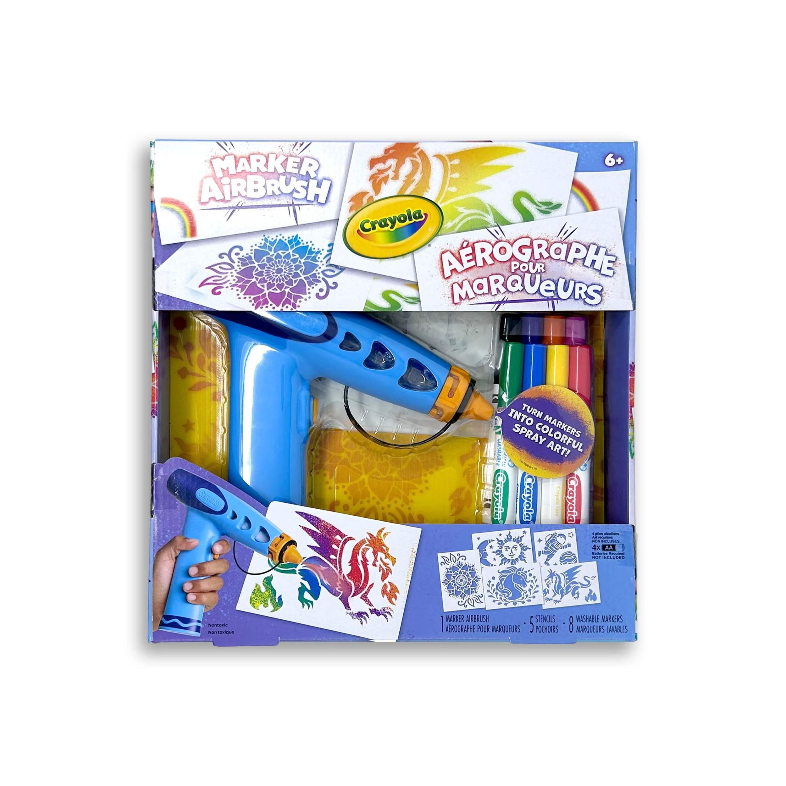 Crayola Handheld Airbrush Marker Set with Stencils Front_Flat