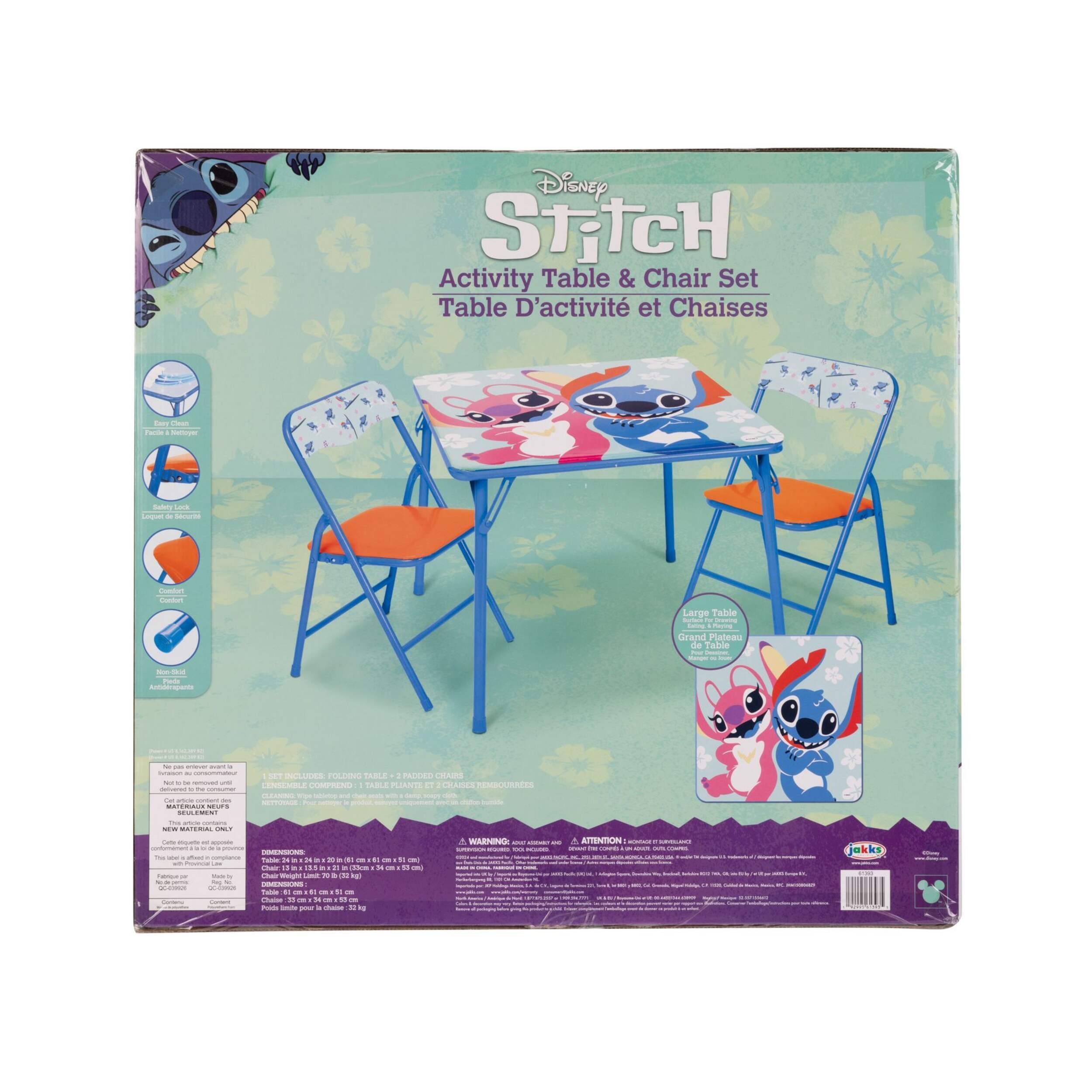 Table d'activités et chaises Disney Stitch Front_Flat