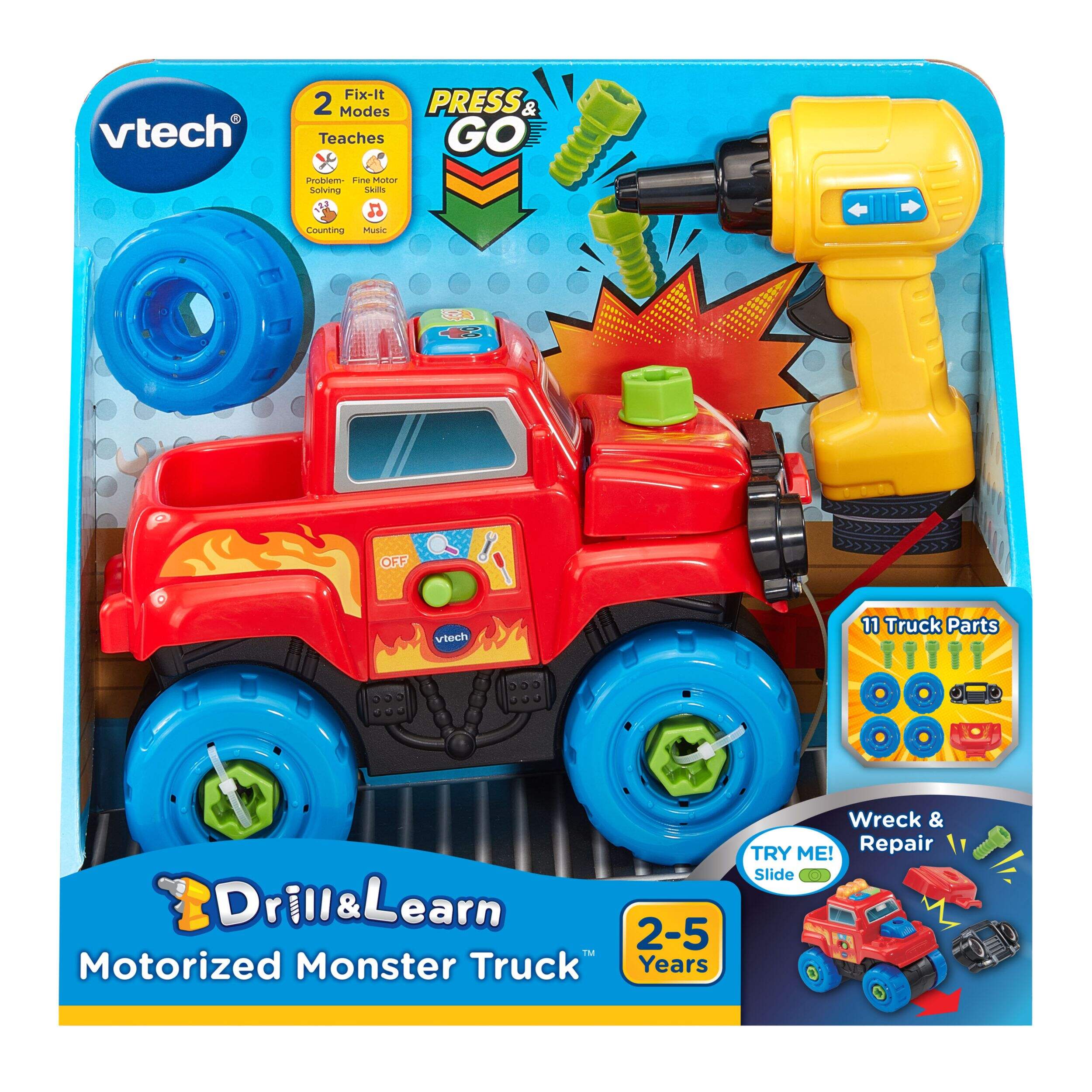VTech® Drill and Learn Monster Truck™ Toy for Ages 3+ Front_Flat