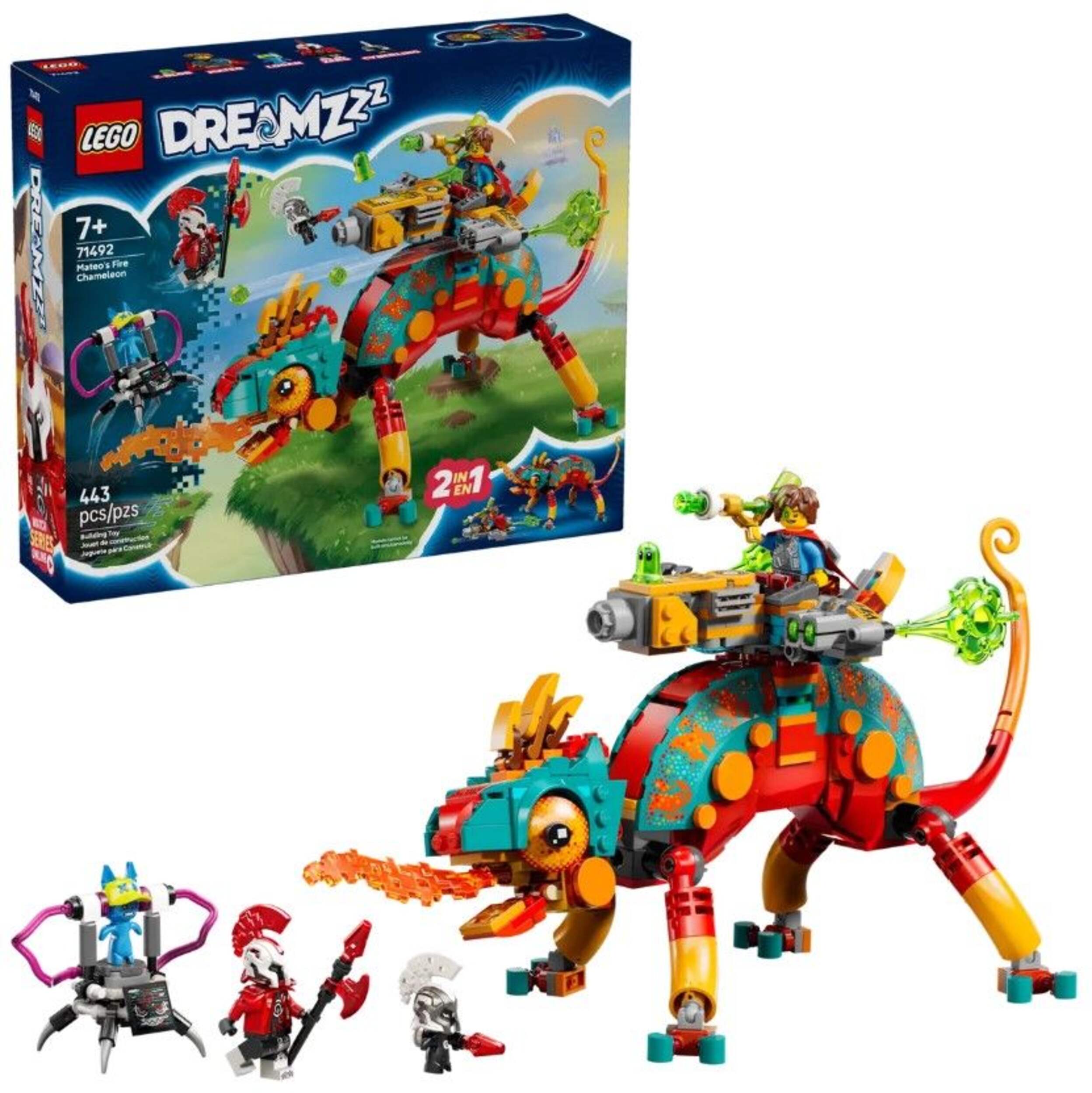 LEGO® DREAMZzz Mateo's Fire Chameleon - 71492, 443-pcs, Ages 7+ Composite_or_Mixed