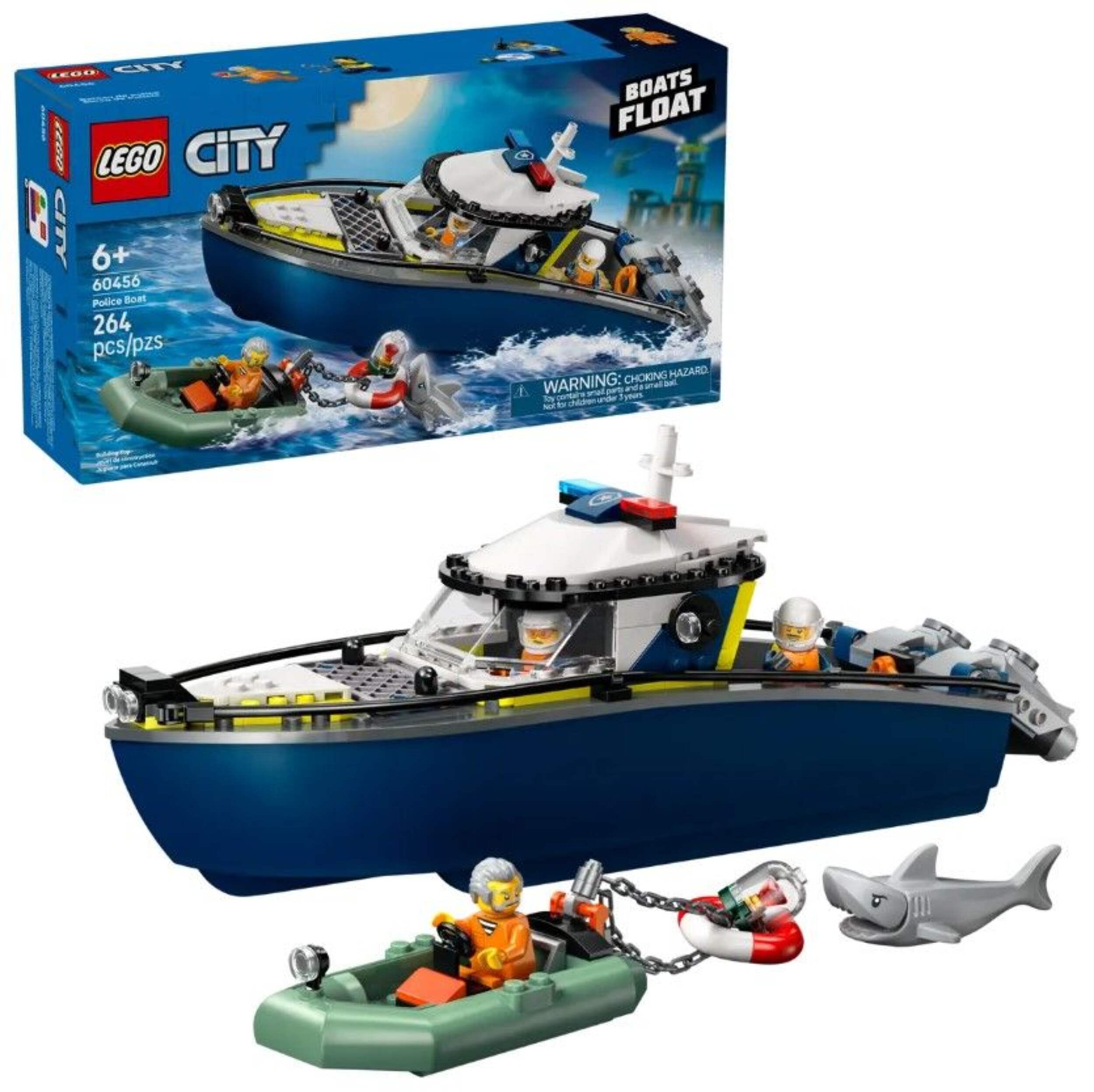LEGO® City Police Boat Chase - 60456, 264-pcs, Ages 6+ Composite_or_Mixed