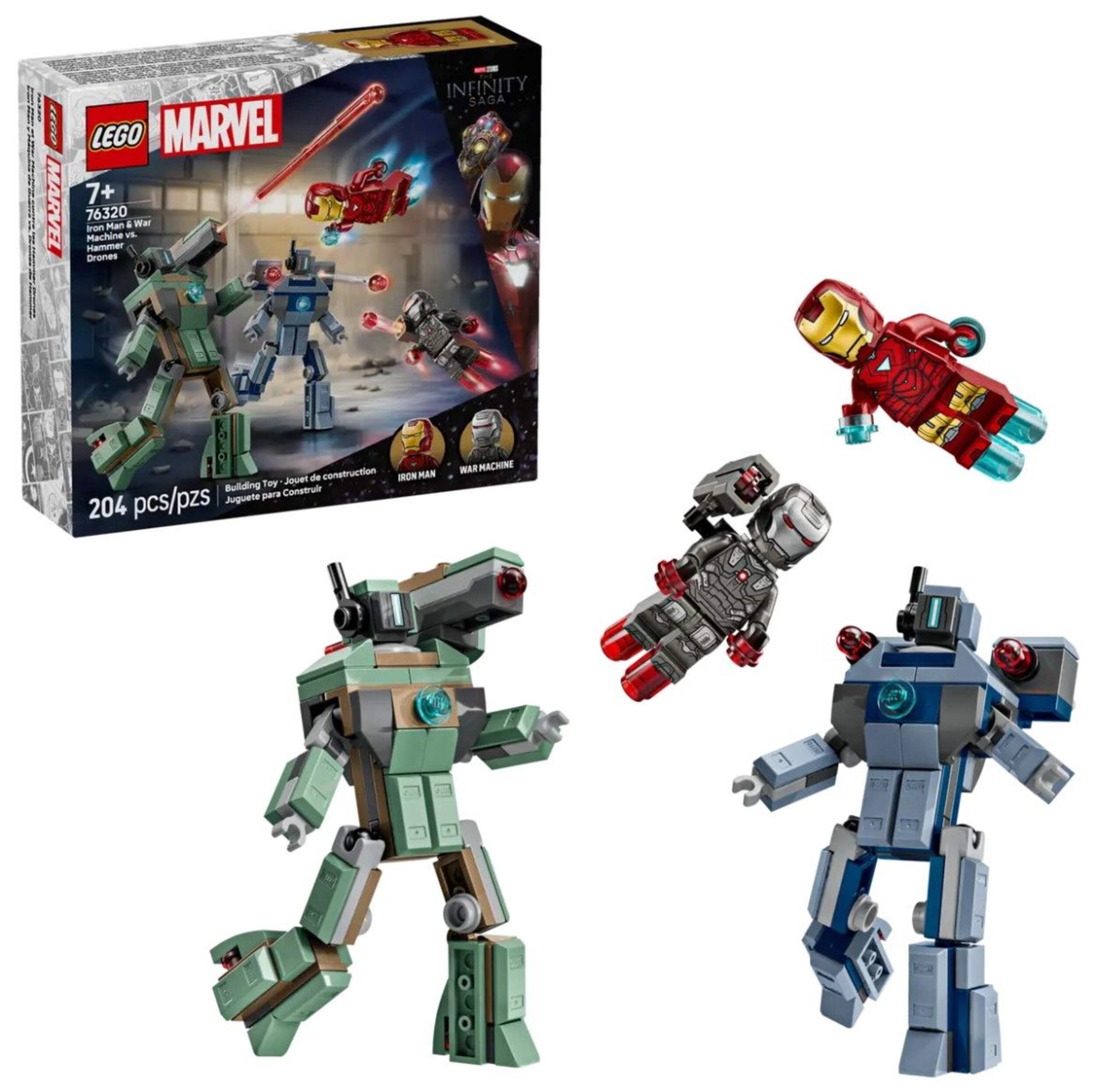 LEGO® Marvel Iron Man & War Machine vs. Hammer Drones - 76320, 204-pcs, Ages 7+ Composite_or_Mixed