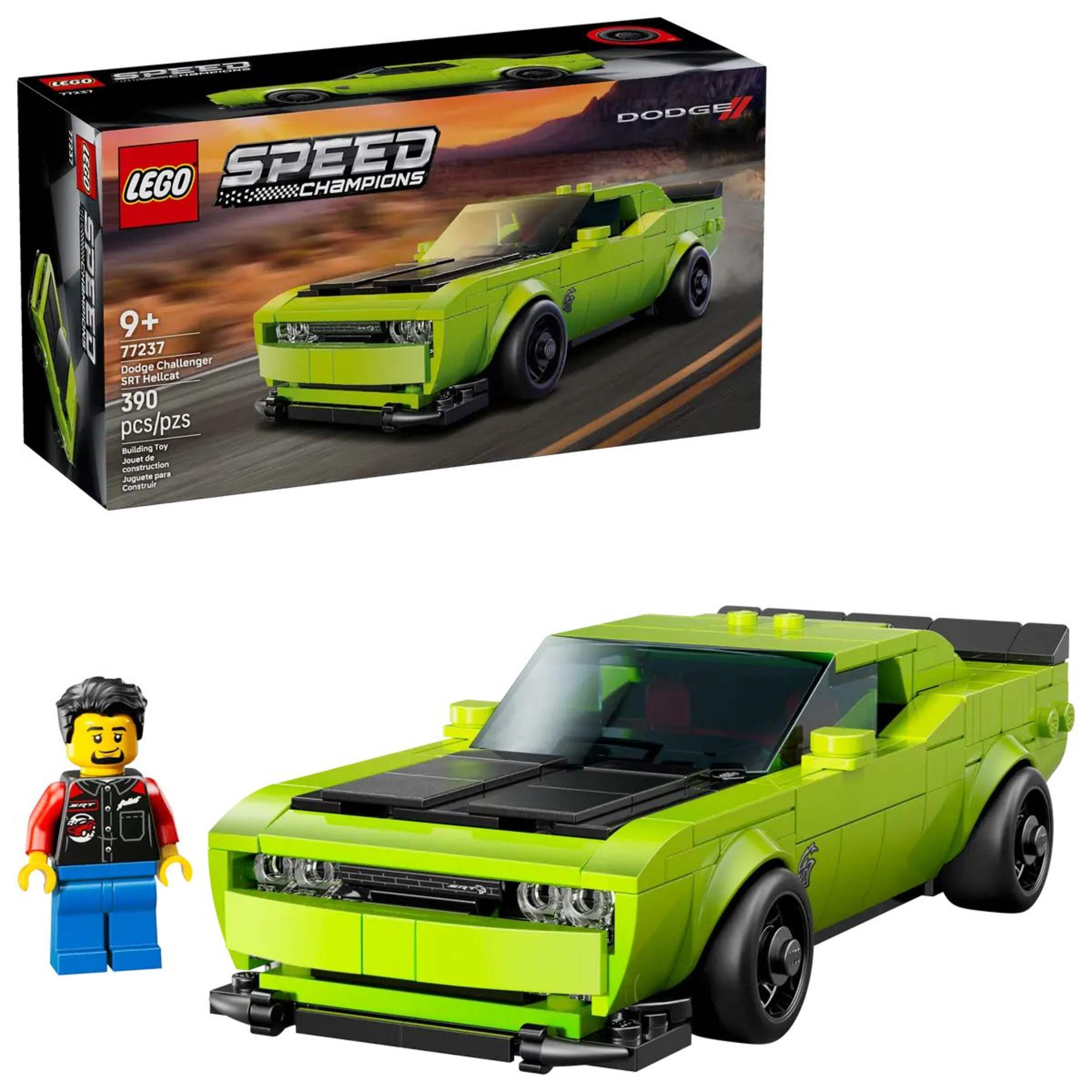 LEGO® Speed Champions 77237 Dodge Challenger SRT Hellcat Sports Car for Ages 9+, 390-pc Composite_or_Mixed