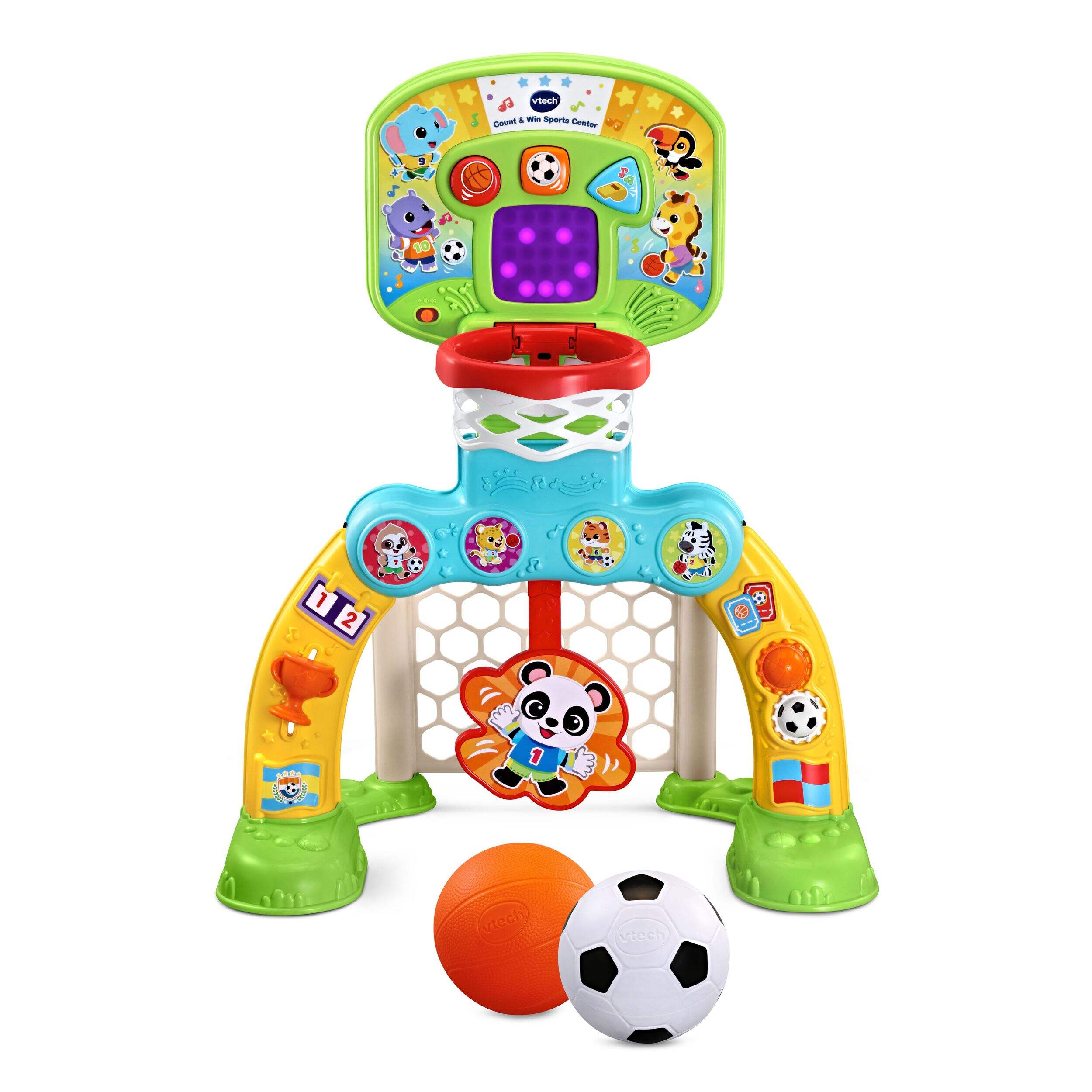 Centre sportif VTech Count & Win avec tableau de pointage animé à DEL, basketball et soccer, anglais, 12 à 36 mois et plus Front_Flat