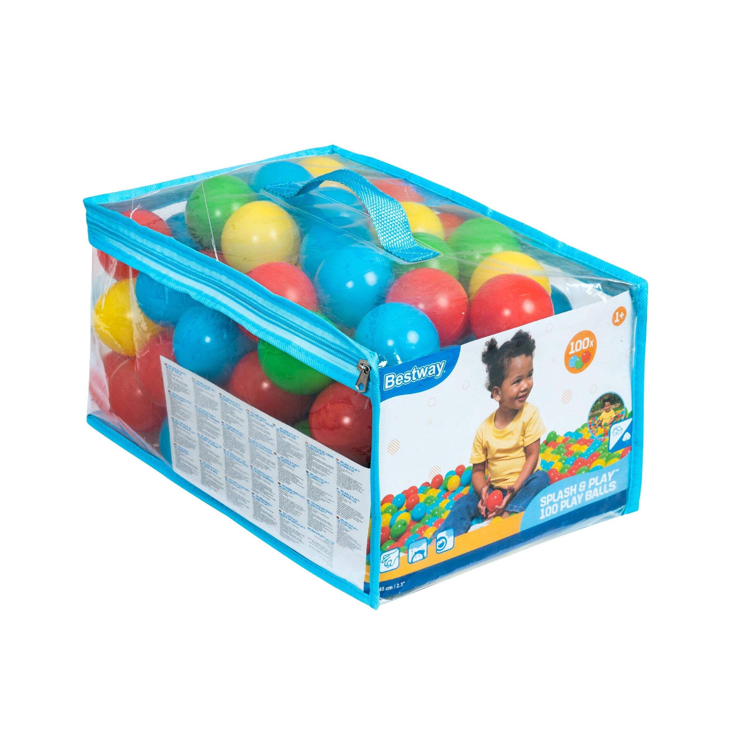Bestway® Splash Play Heavy-Duty Ball Play Pit with 100 Balls Front_Angled_Right