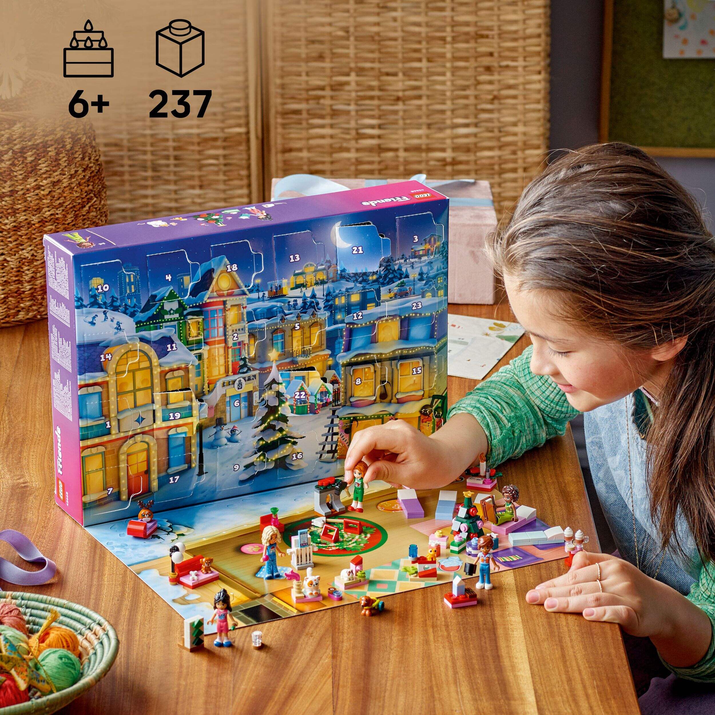 LEGO® Friends 2025 Advent Calendar with 24 Surprises Front_Angled_Right