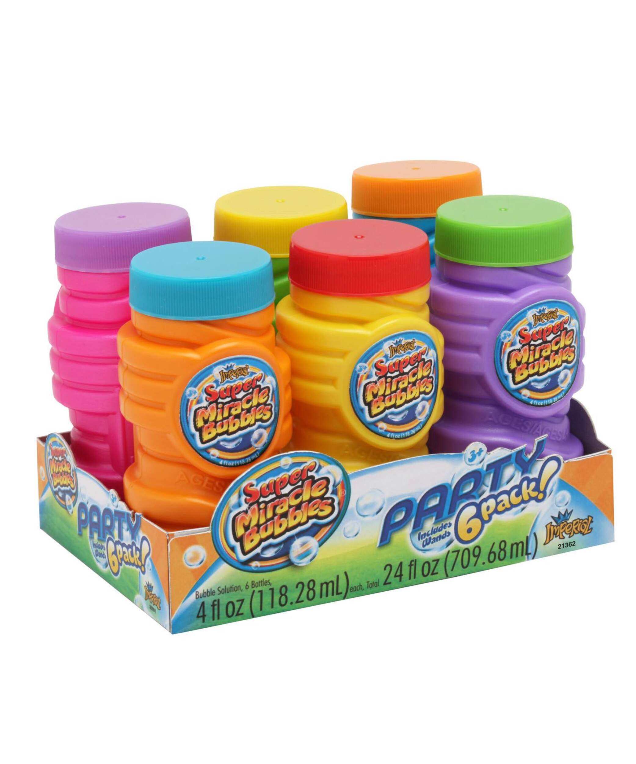 Imperial Miracle Bubbles, Assorted, 4-oz, 6-pk, Ages 3+ Front_Angled_Right